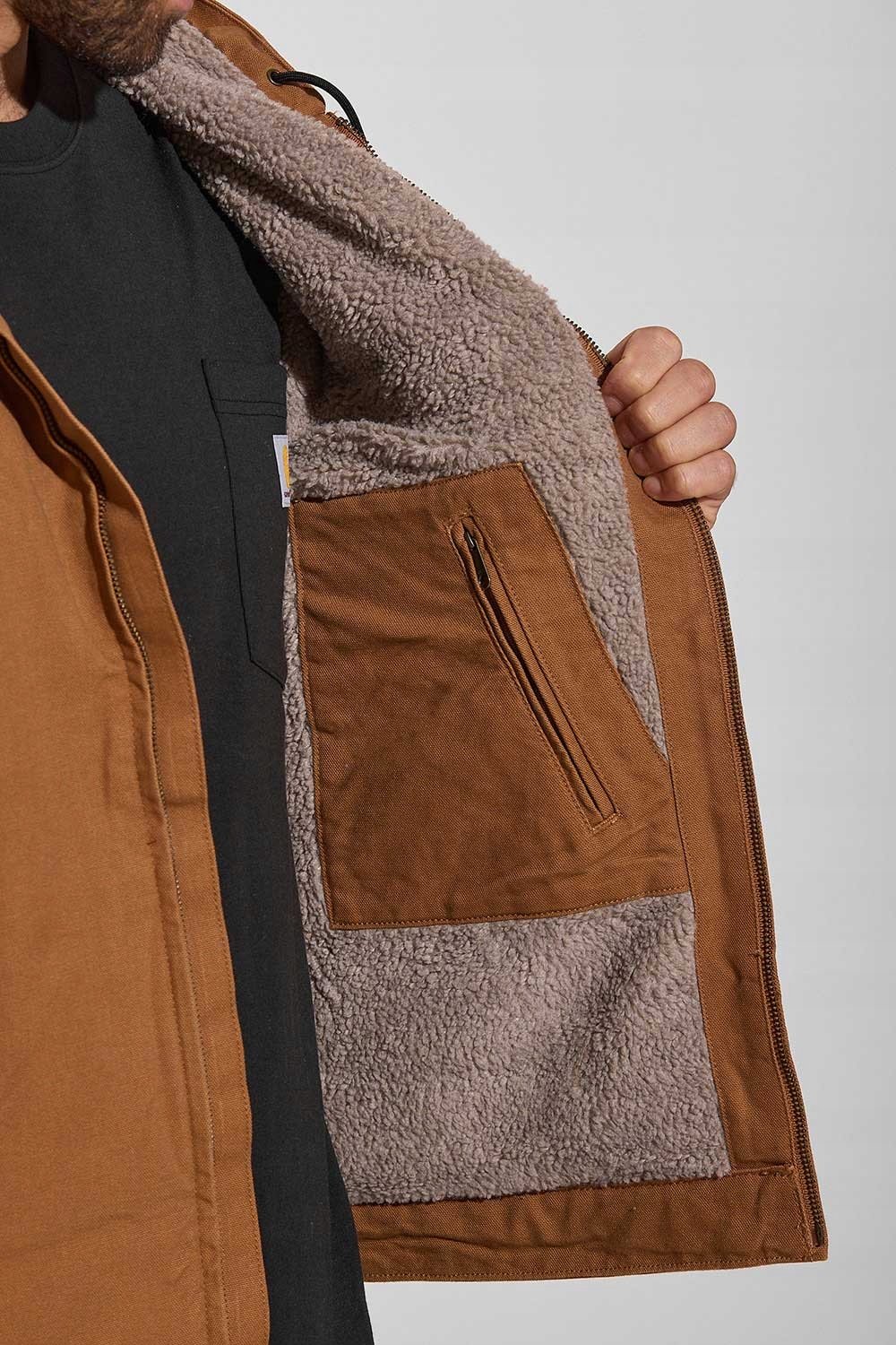 Kurtka Carhartt Washed Duck Sherpa Lined Brown – Idealna na każdą porę roku