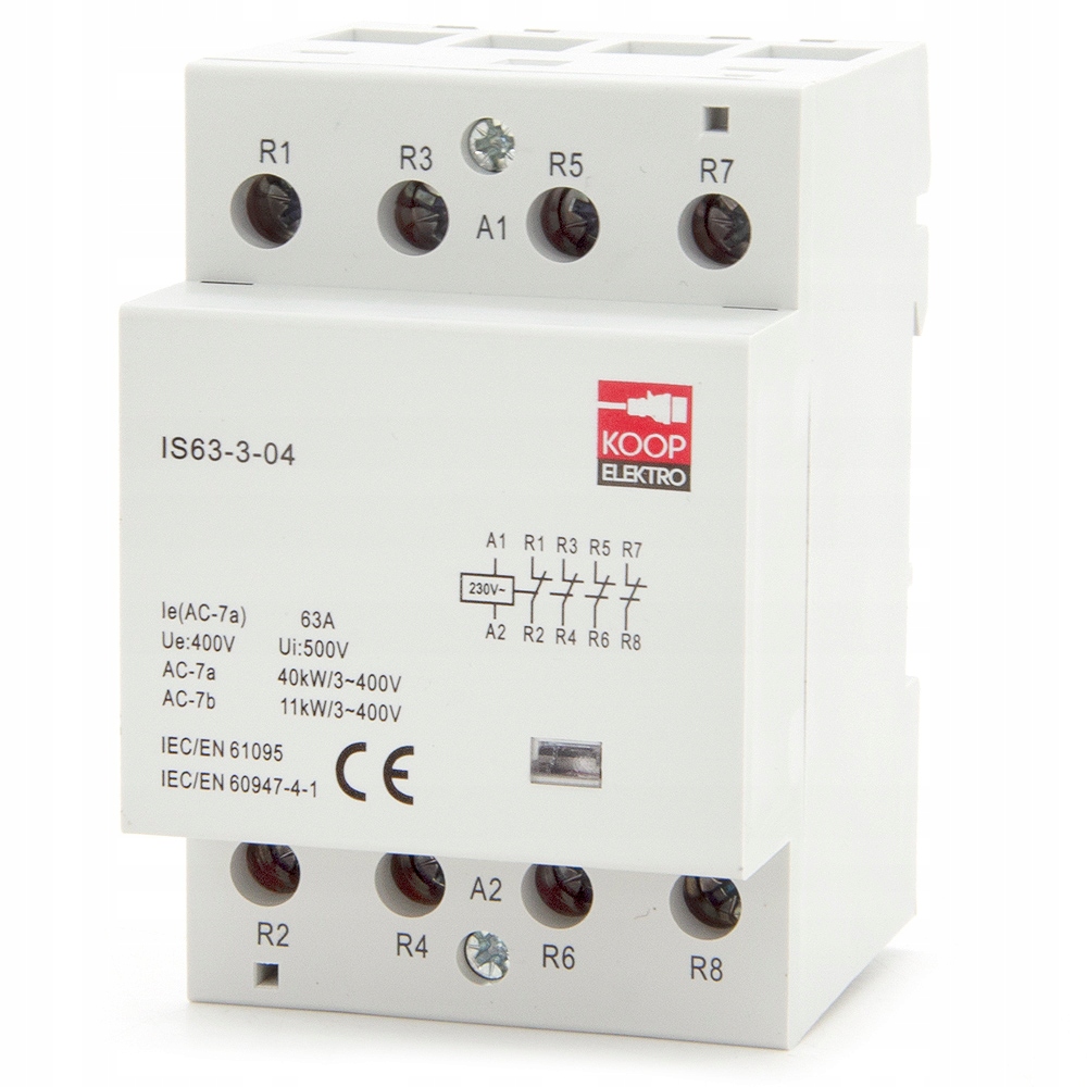 Stycznik modułowy 63-04 63A 4NC 230V 3P 3-FAZ – Niezawodne rozwiązanie dla Twojej instalacji