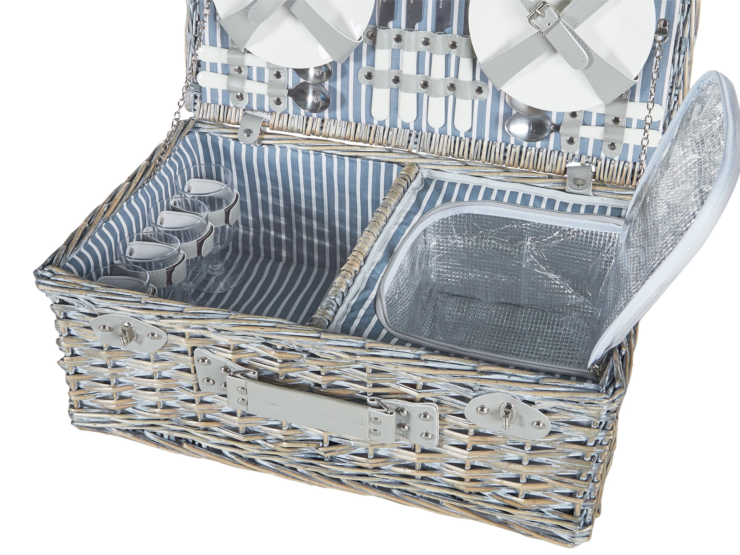 W zestawie: kieliszki, talerze i sztućce – Gotowy na piknik