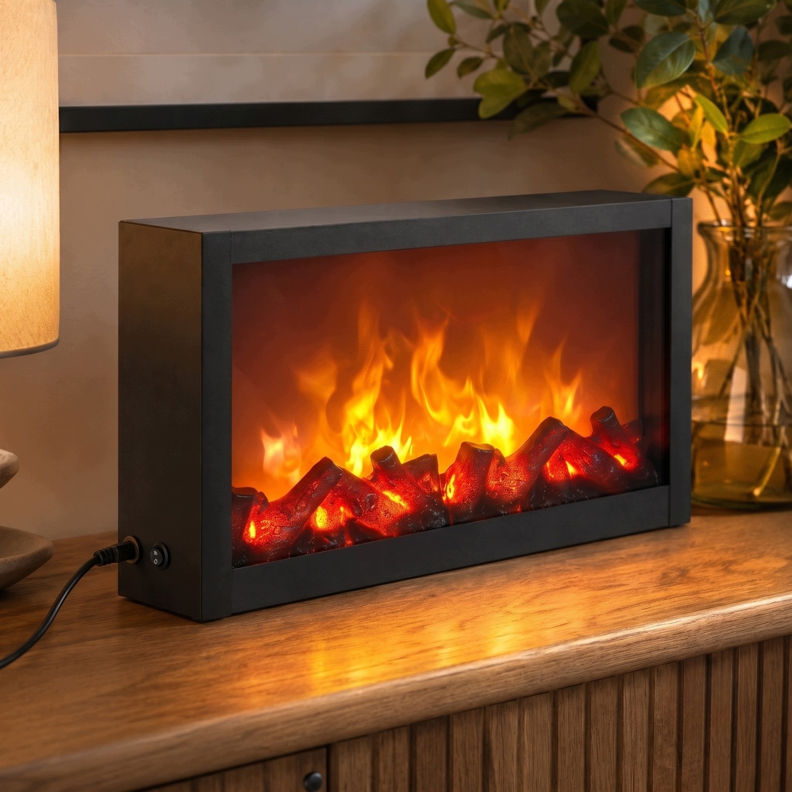 Kominek dekoracyjny LED metalowy 10 x 41 x 25 cm – Elegancka dekoracja do wnętrz