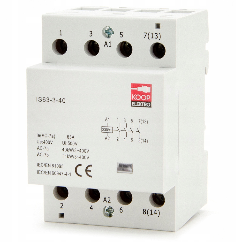 Stycznik modułowy 63-40 230V 63A 3P 4NO – Niezawodne rozwiązanie dla Twojej instalacji