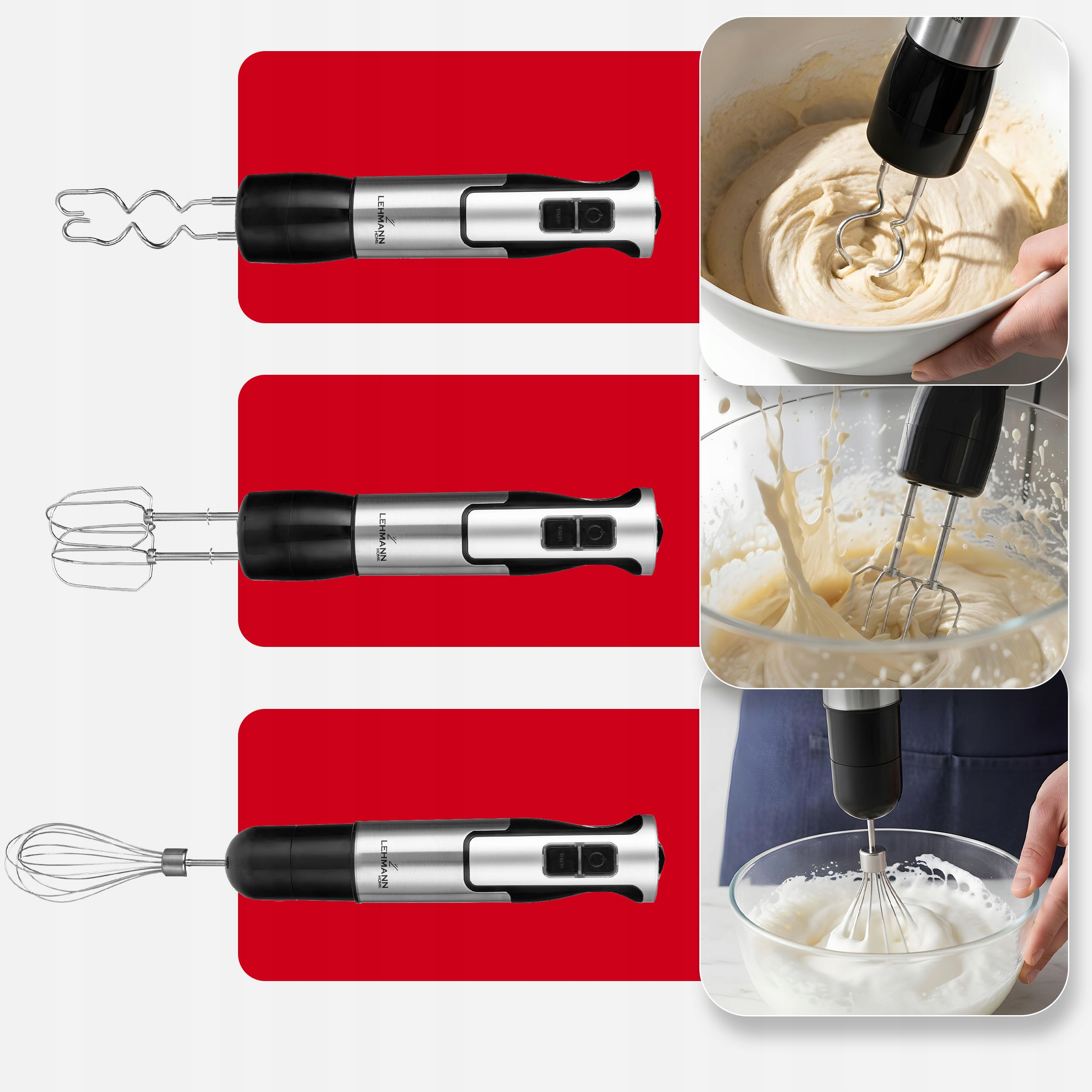 MOCNY BLENDER RĘCZNY WIELOFUNKCYJNY MIKSER NAJMOCNIEJSZY SILNIK OSTRZE XXL Model Lehmann Chowmei PRO -wzmocnione ostrze