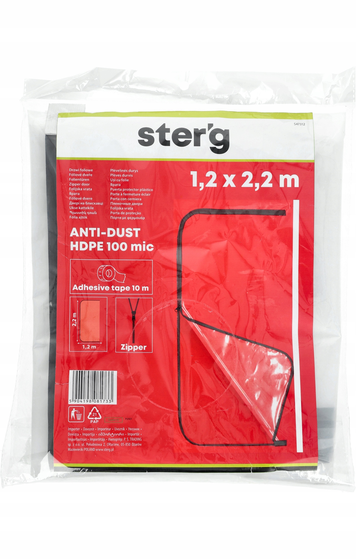 STER'G kurtyna remontowa przeciwpyłowa 120x220 cm – Idealna ochrona podczas remontu