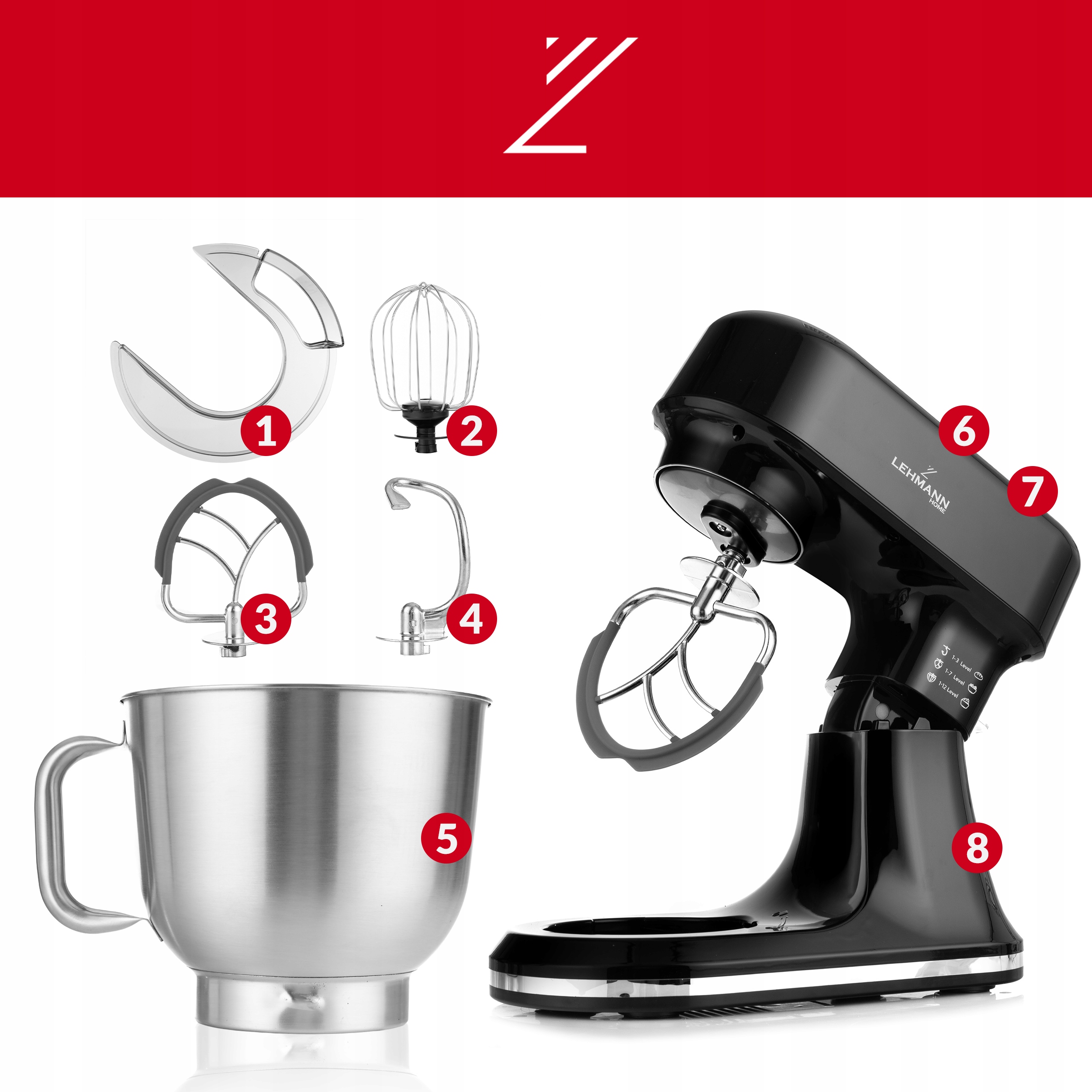 ROBOT PLANETARNY KUCHENNY MIKSER GRZANIE MISY DO 45°C WBUDOWANA WAGA PANEL Cechy dodatkowe Misa wyposażona w uchwyt Biegi /programy 12+4 Regulacja prędkości BPA FREE Wyświetlacz kolorowy Timer Regulacja temperatury do 45°C Fermentacja