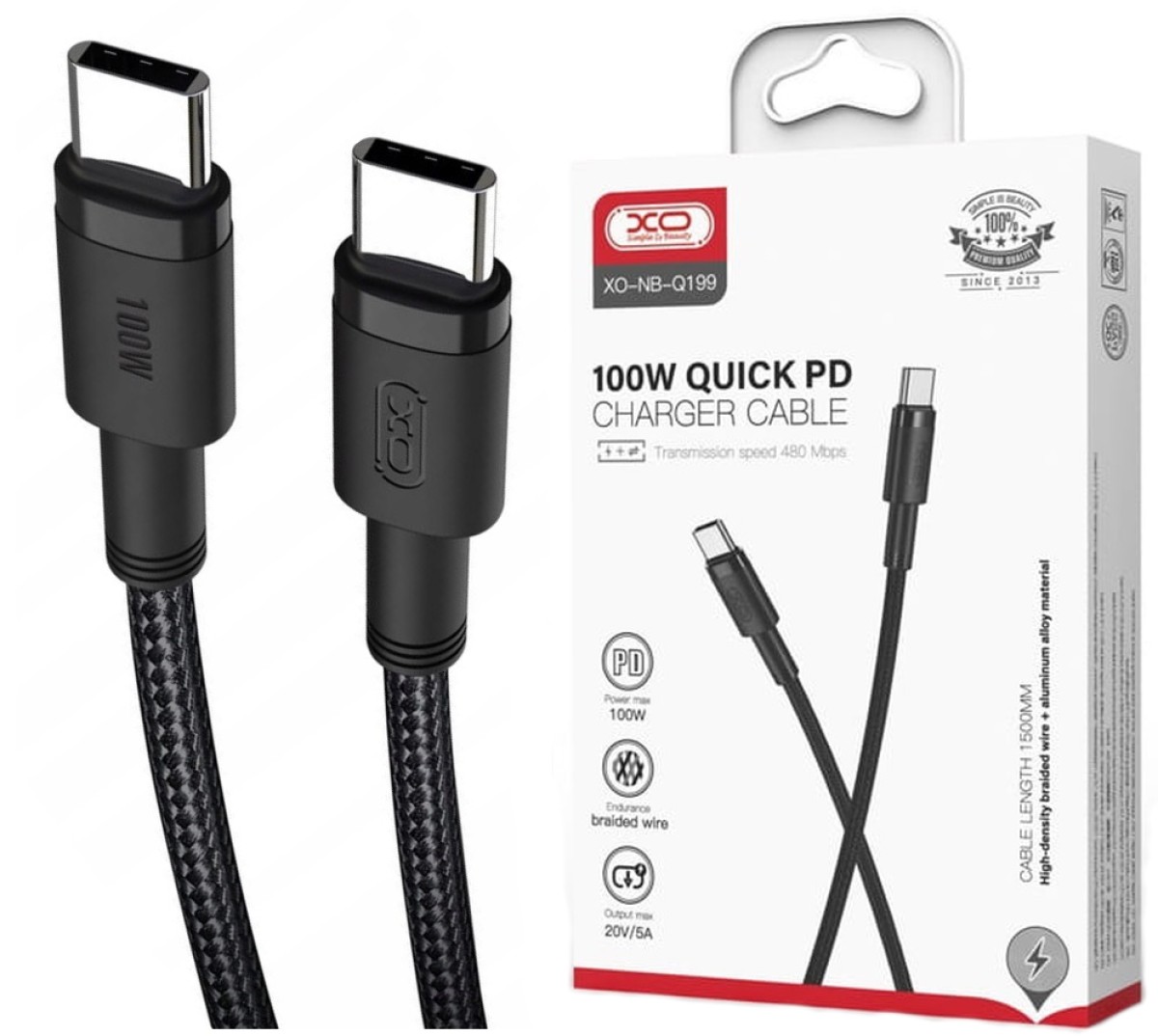 Kabel USB-C - USB-C 1,5 m Czarny (NB-Q199) – Wydajność i wygoda w codziennym użytkowaniu