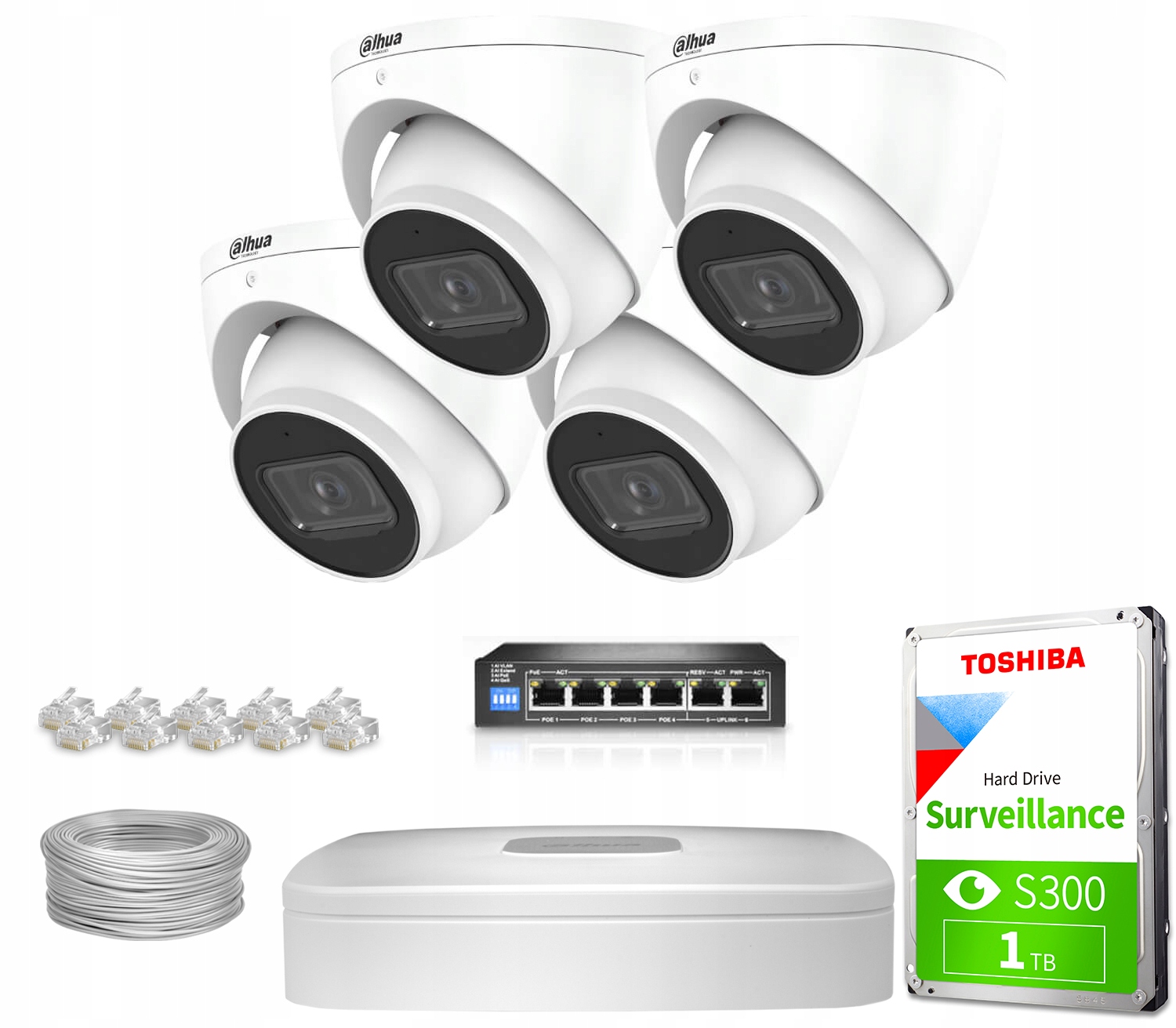 Zestaw do monitoringu IP Dahua 4x IPC-HDW3541EM-S-0280B-S2 – Kompleksowe rozwiązanie dla bezpieczeństwa