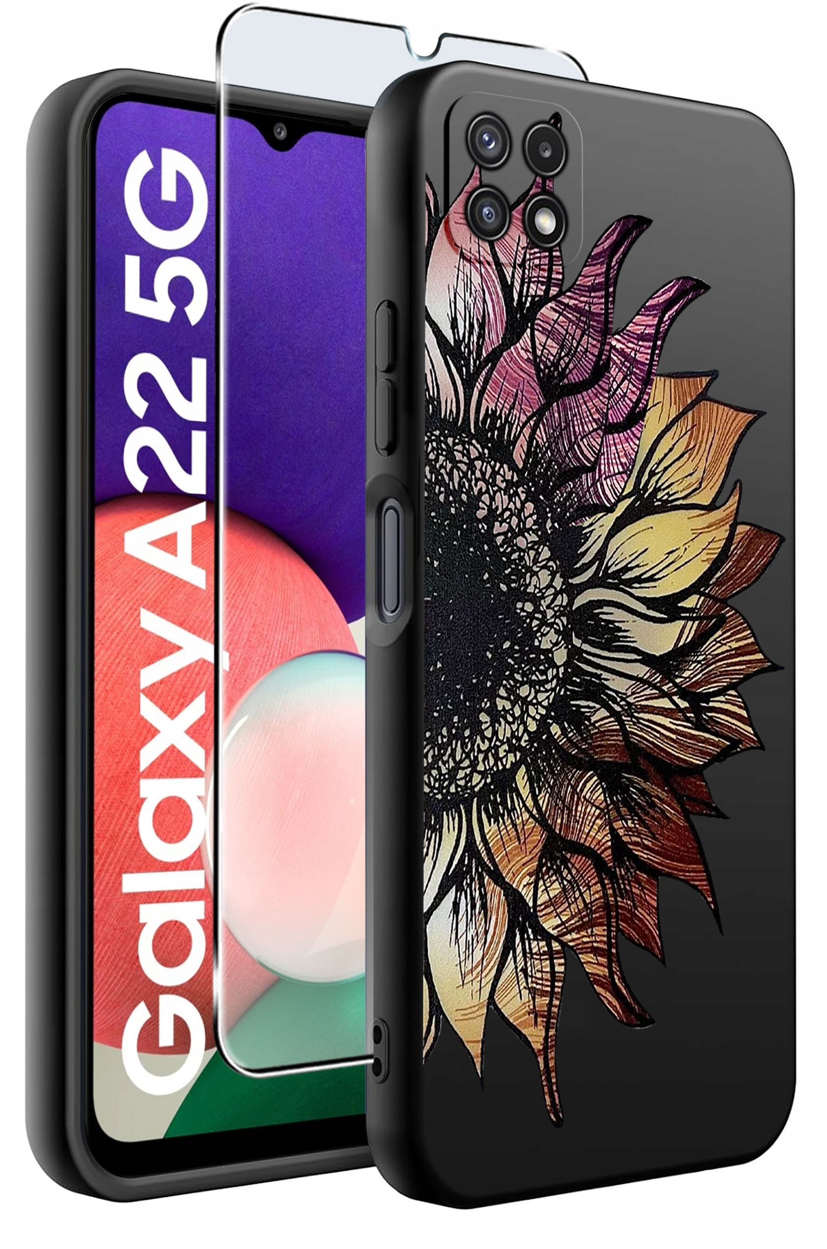 Etui do Samsung A22 5G WZORY | Silikonowe Matt Case + Szkło Hartowane 9H