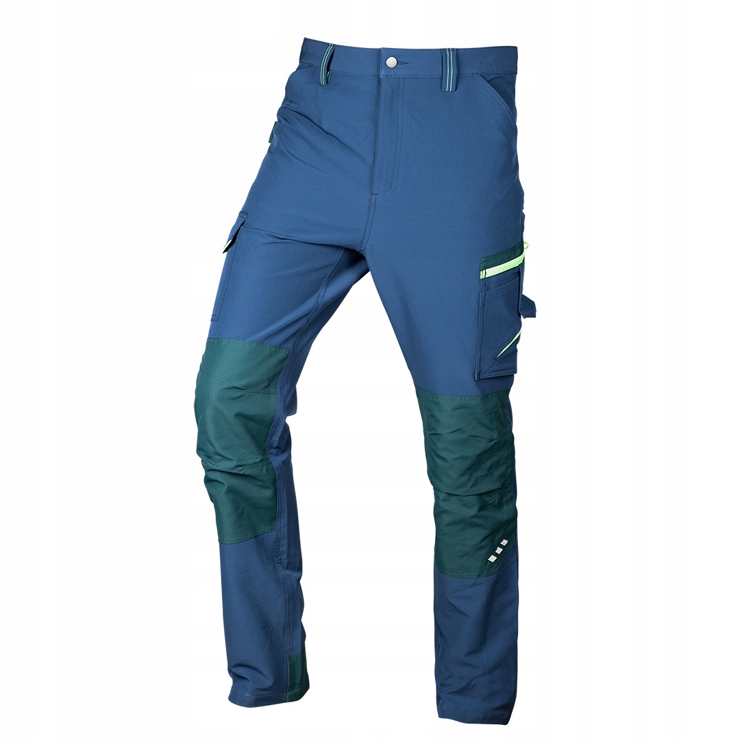 Spodnie robocze Mix&Match, 4 way stretch, granatowo-zielone, rozmiar M – Komfort i funkcjonalność w pracy