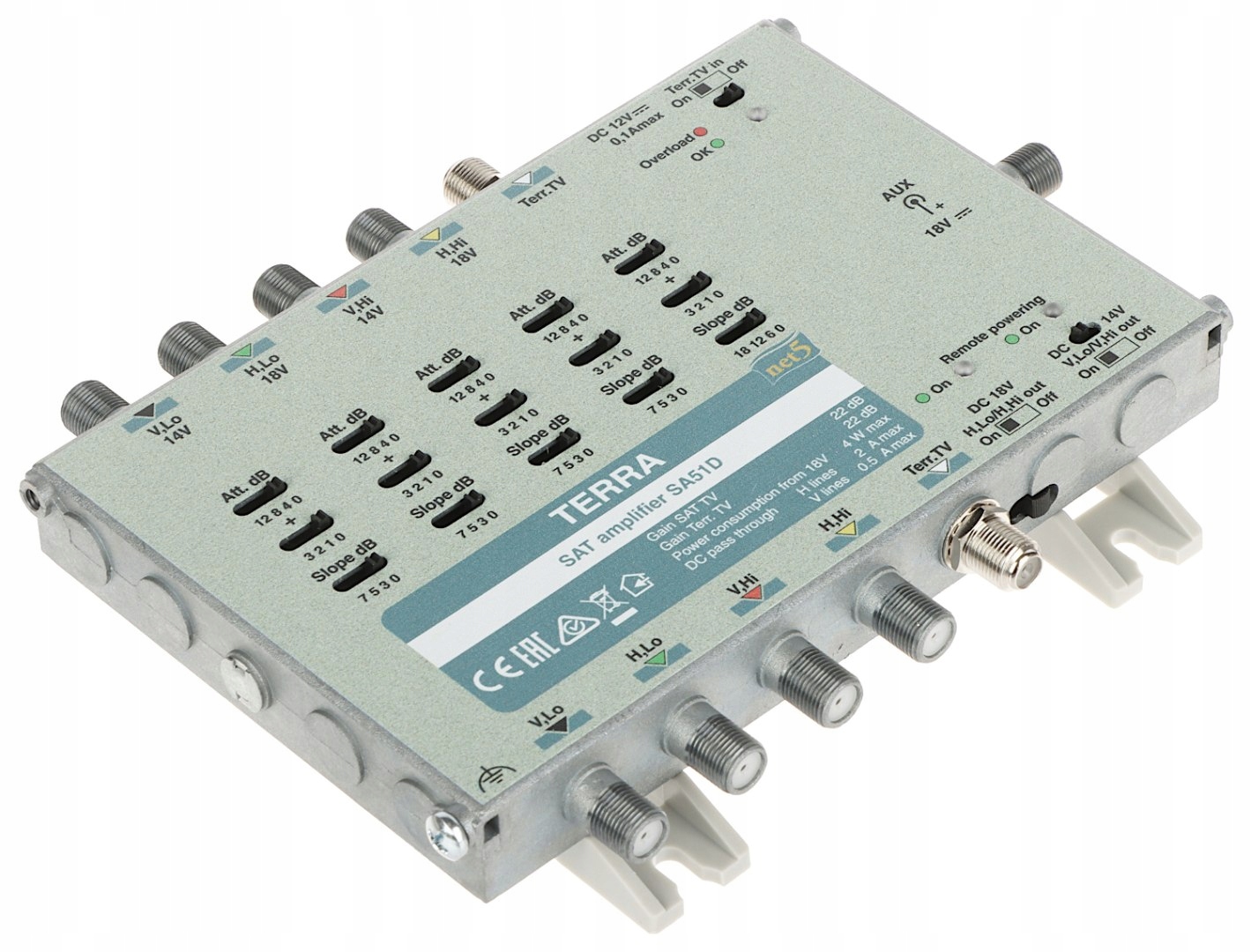 Wzmacniacz do multiswitchy SA-51D 5 wejść / 5 wyjść TERRA – Doskonałe rozwiązanie dla systemów SMATV