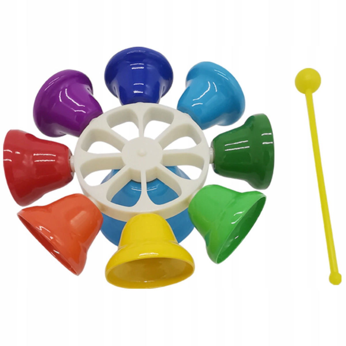 Zawartość zestawu – 8 dzwonków i pałka