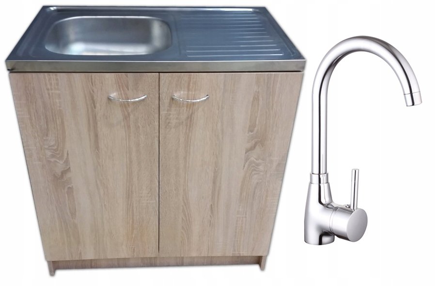 Szafka kuchenna Stamar sonoma 80 + zlew + bateria wysoka – Idealne rozwiązanie do Twojej kuchni