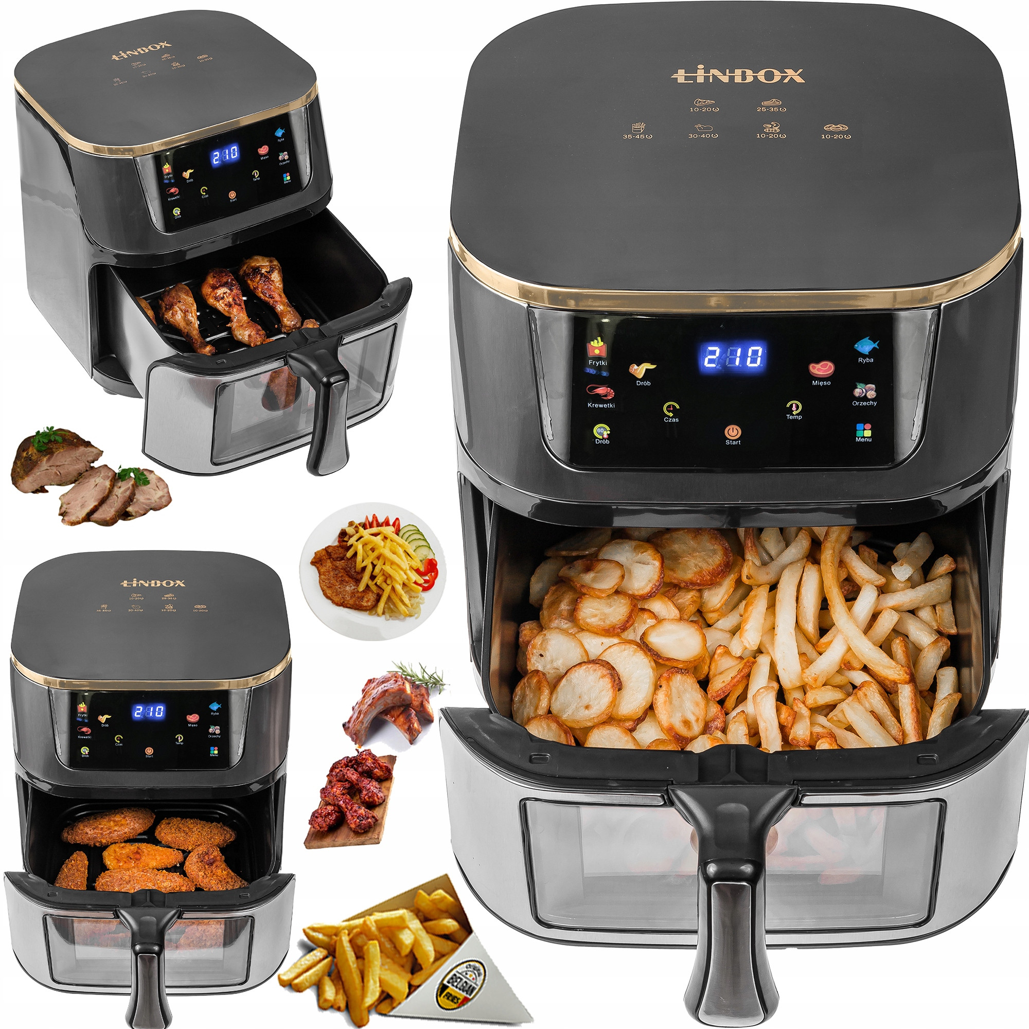 Frytkownica Beztłuszczowa Air Fryer Linbox Inox Czarna – Zdrowe gotowanie w Twojej kuchni