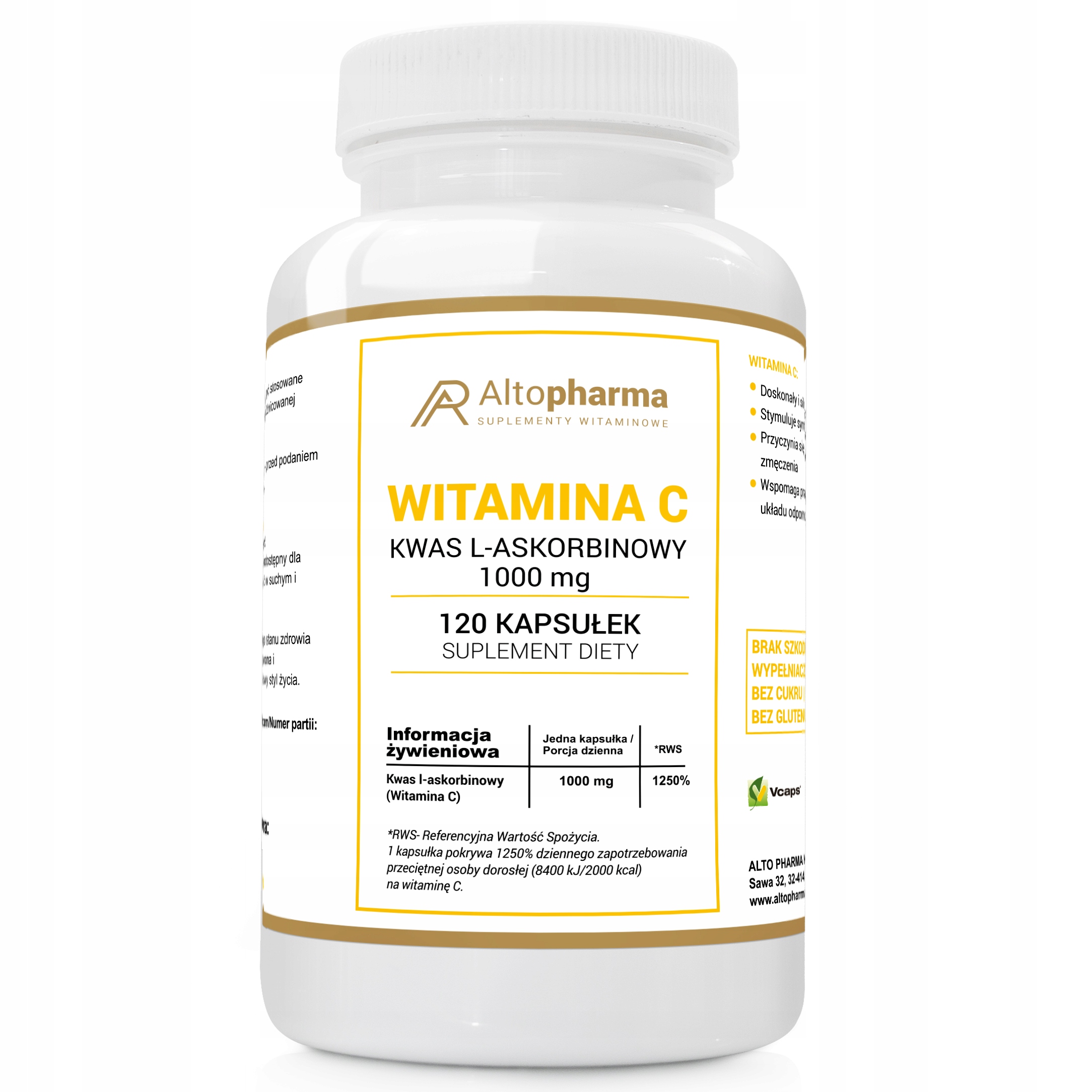 ALTOPHARMA Witamina C Kwas L-Askorbinowy 1000 mg – Suplement diety dla zdrowia