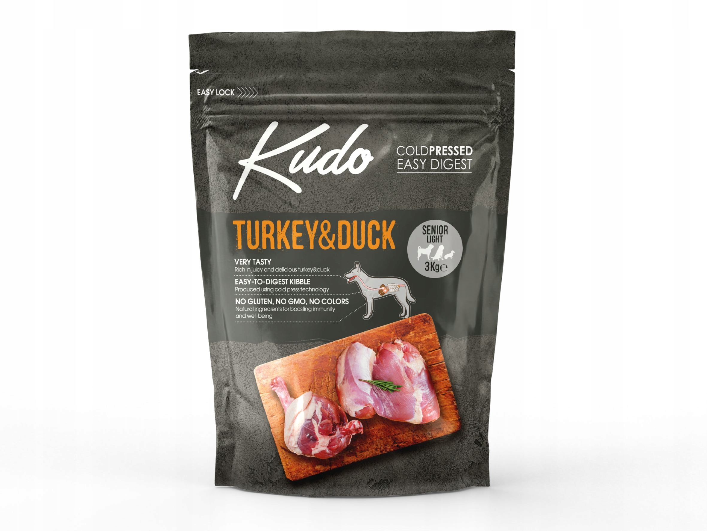 Kudo Indyk&Kaczka Senior/Light 3kg – Pełnoporcjowa karma dla psów starszych