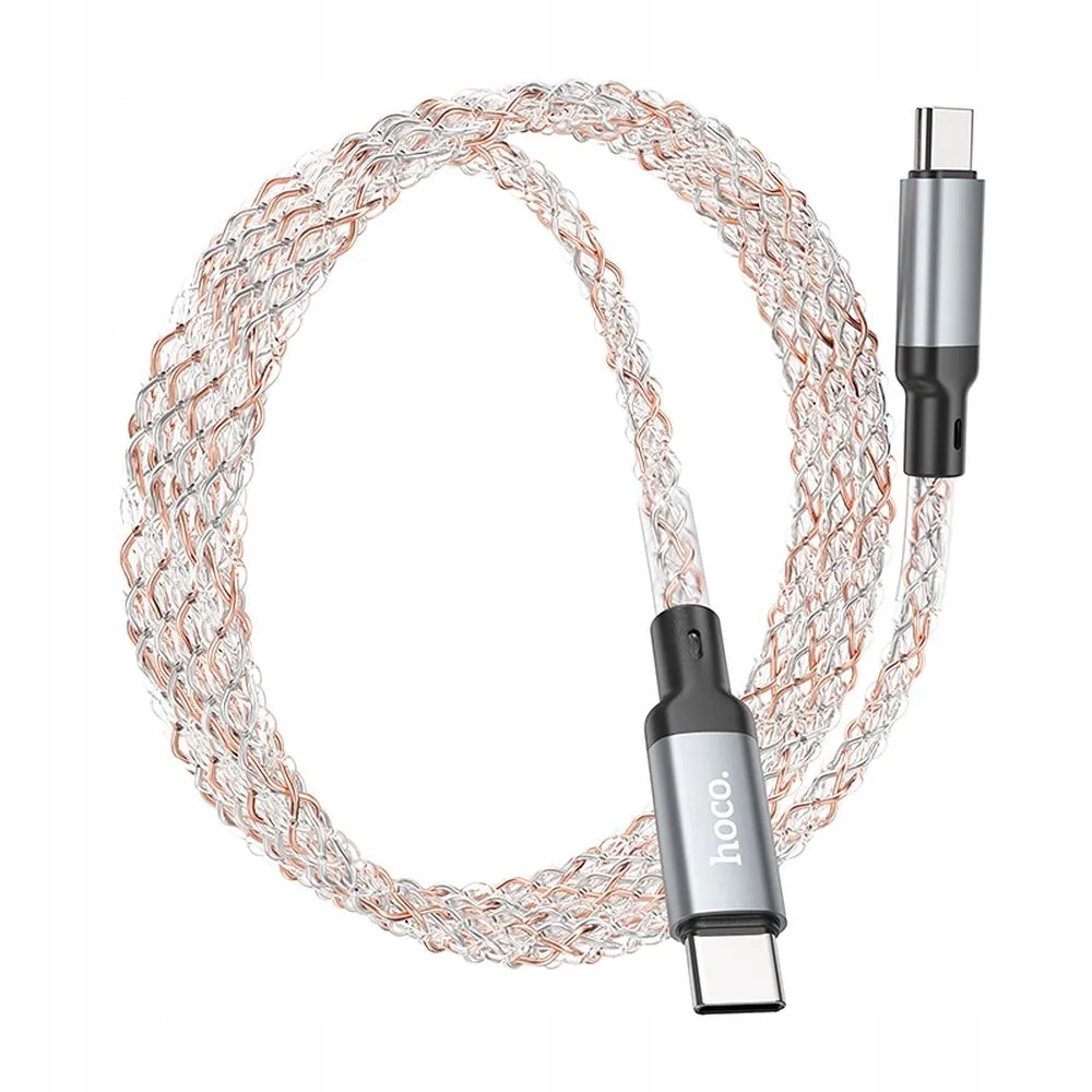 Kabel USB C do USB C Hoco 3A 60W LED 1 m U112 szary – Wydajność i styl