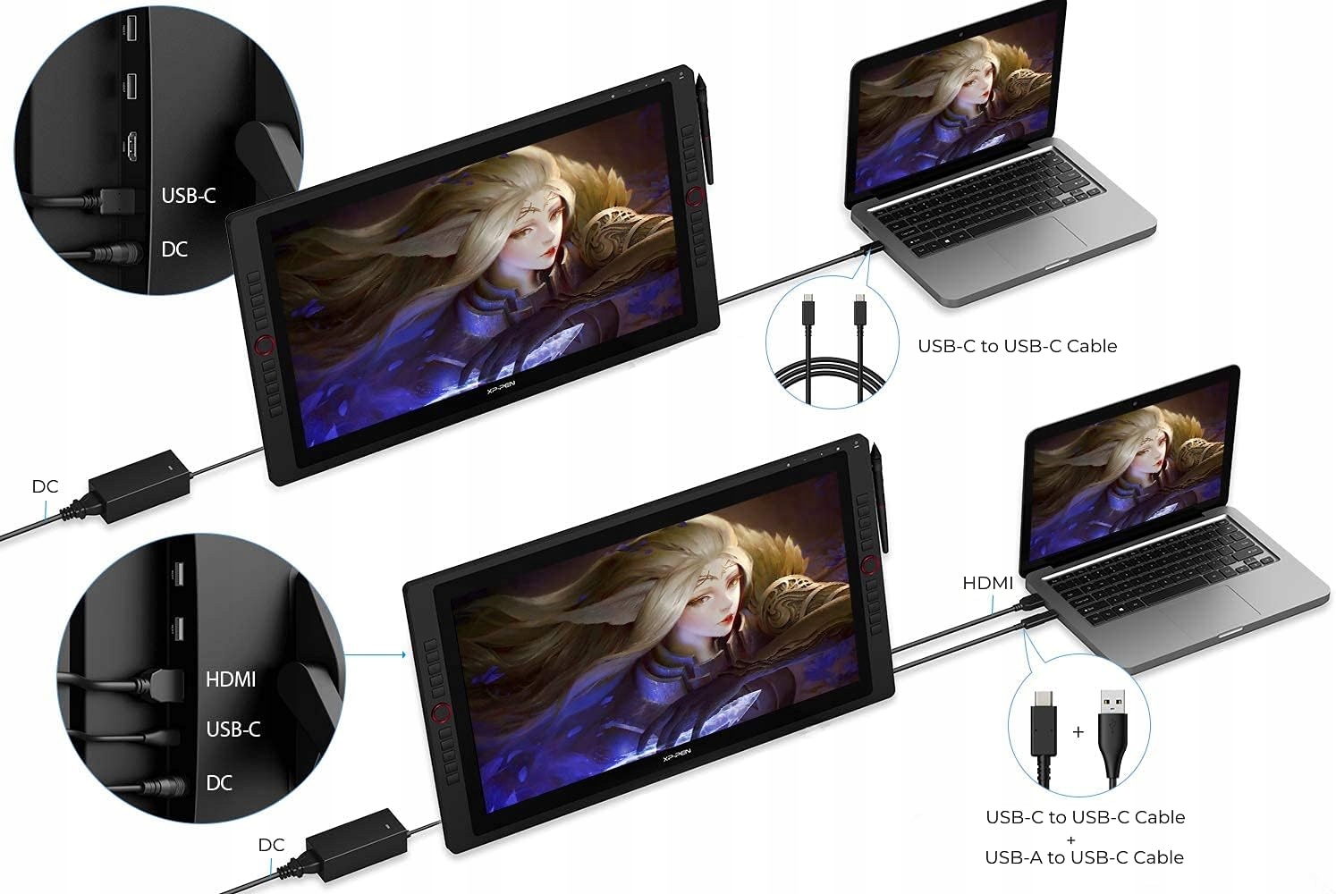 Regulowany stojak i łatwe połączenie USB-C