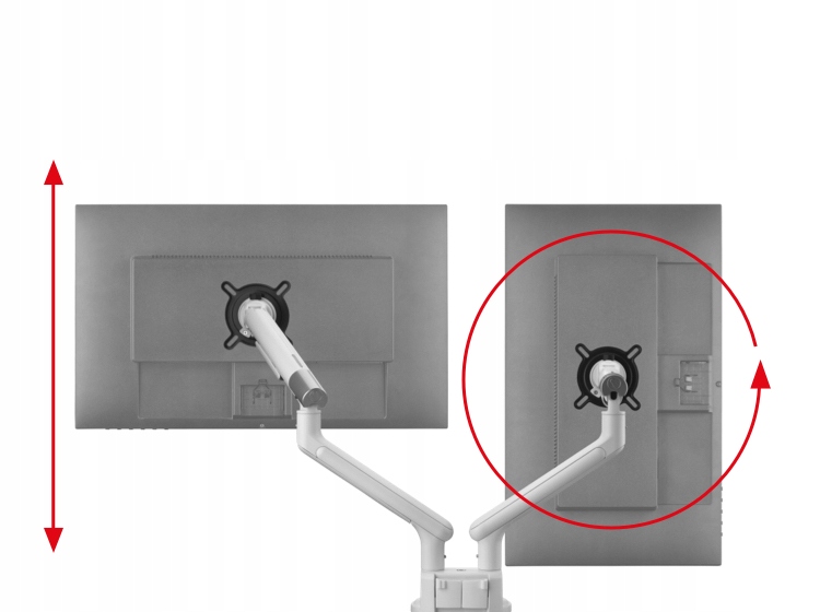 Regulacja wysokości i ruch – Obrót o 360° i pochylenie o 80°