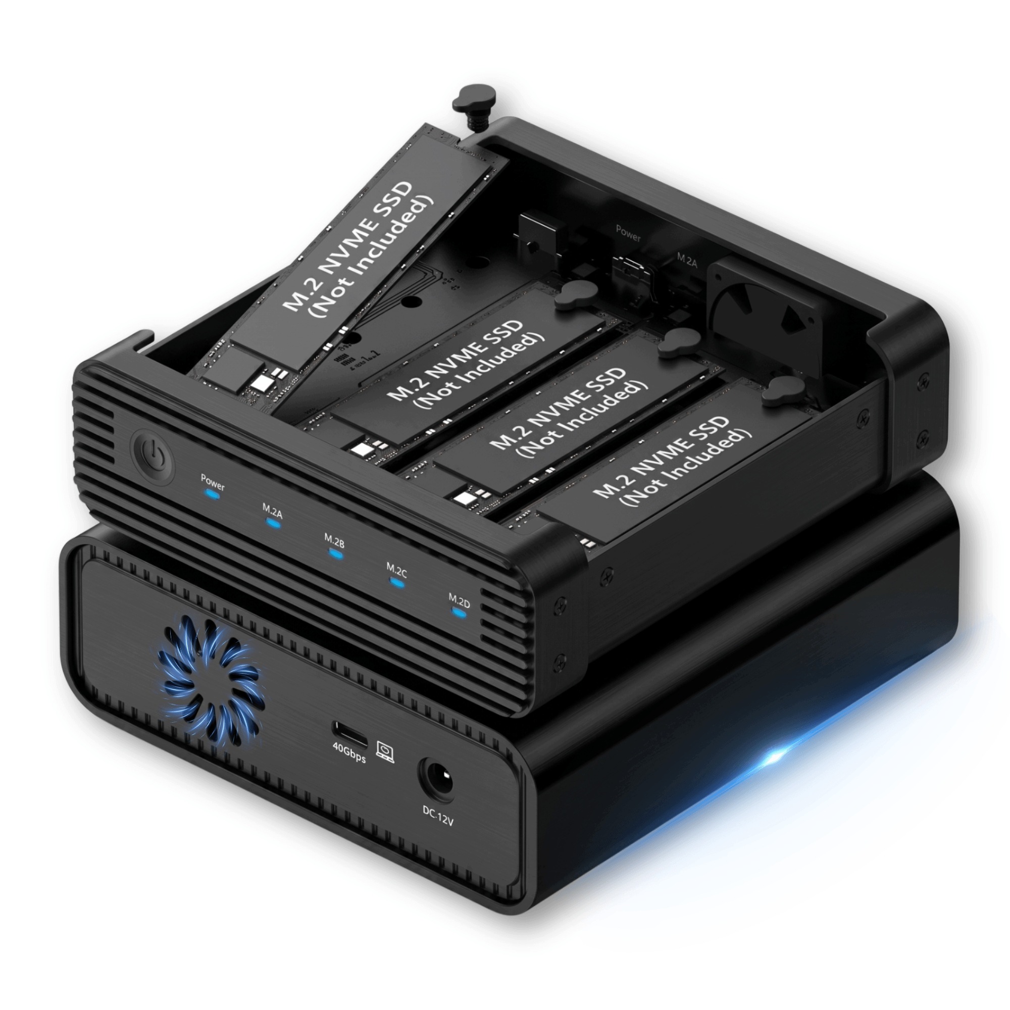 KIESZEŃ NA 4 DYSKI SSD M.2 NVMe 40Gbps OBUDOWA M2 WENTYLATOR MACIERZ RAID – Wydajność i nowoczesność w jednym