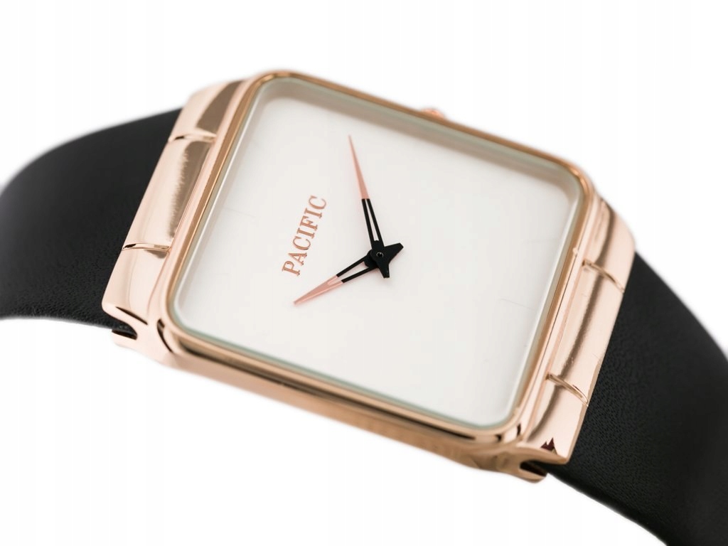 Stylowy design z różowym złotem i czarnym paskiem