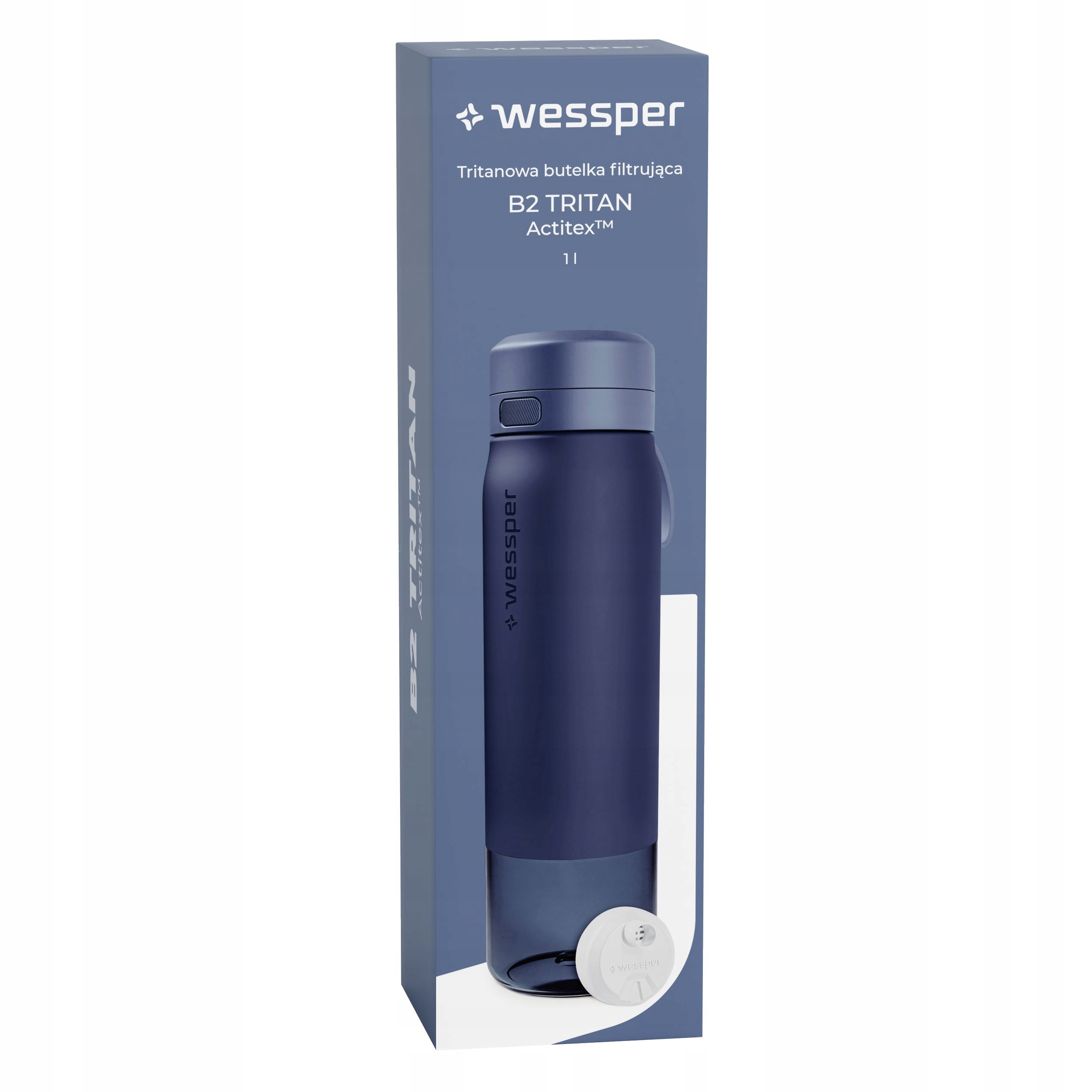 Butelka filtrująca Wessper B2 TRITAN Actitex™ 1000ml – Niebieska