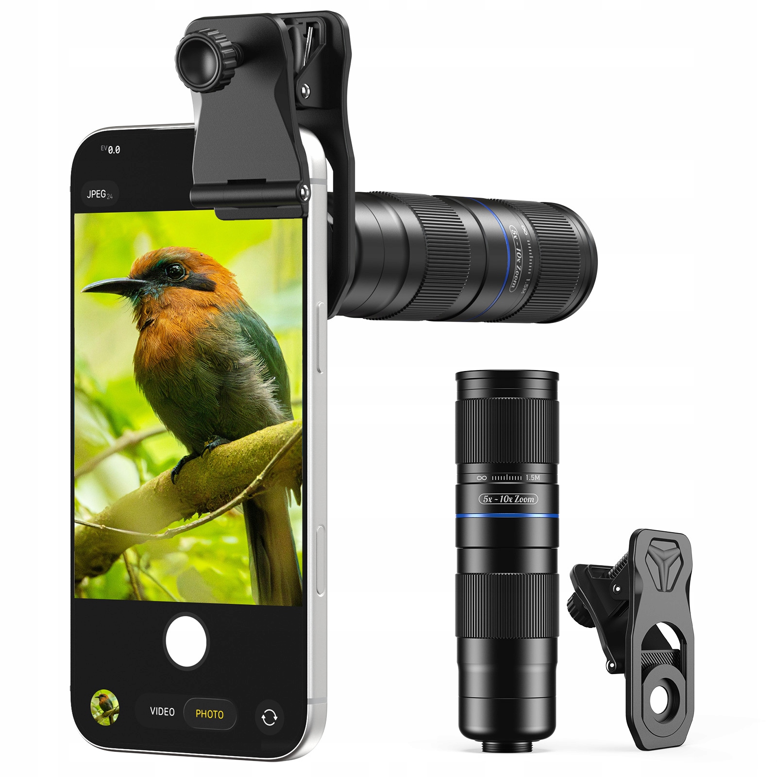 Obiektyw HD Telezoom Zoom 5-10x Do Telefonu Luneta Monokular 2w1 – Doskonałe ujęcia w zasięgu ręki