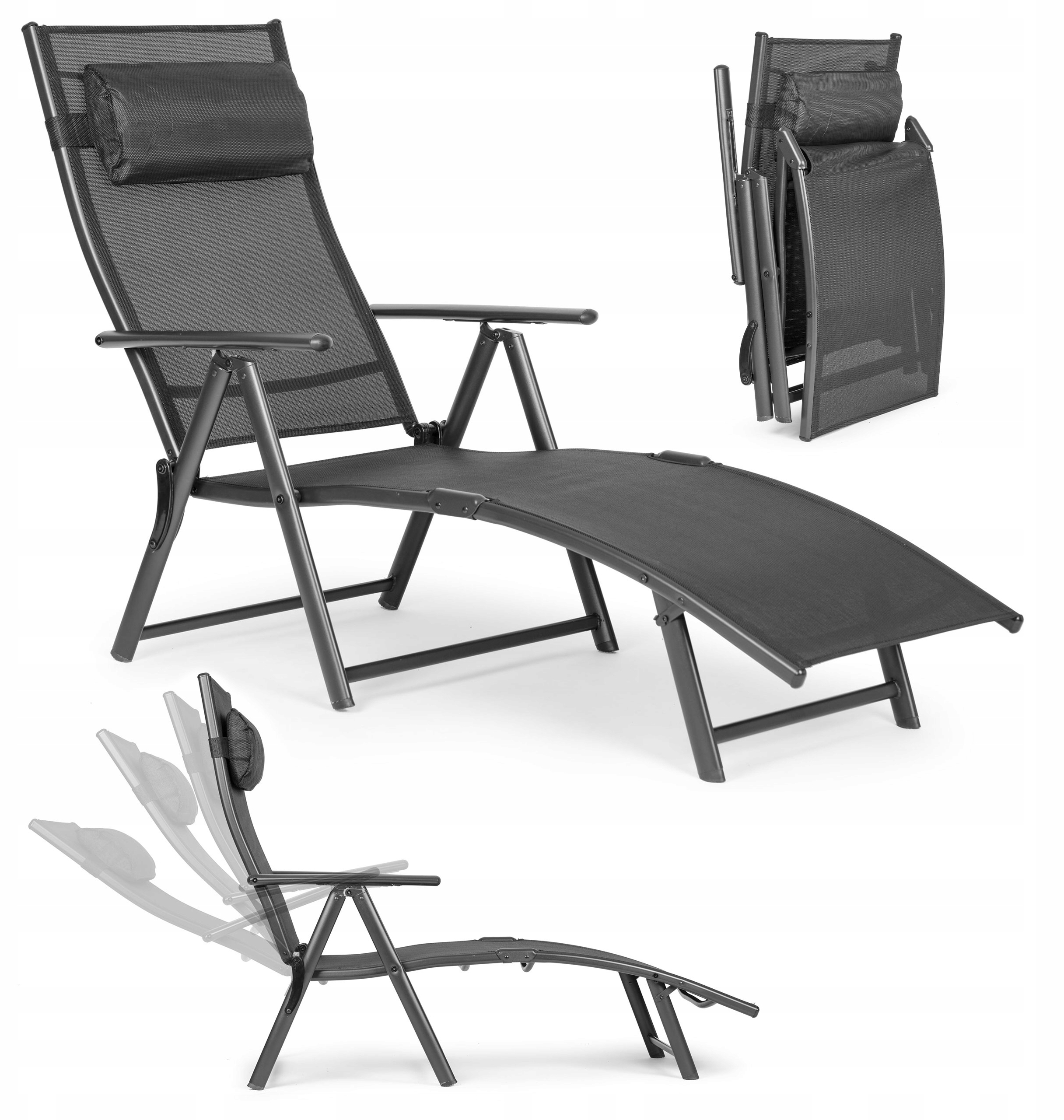 Składany leżak z regulowanym oparciem – Idealny do ogrodu, na plażę lub taras