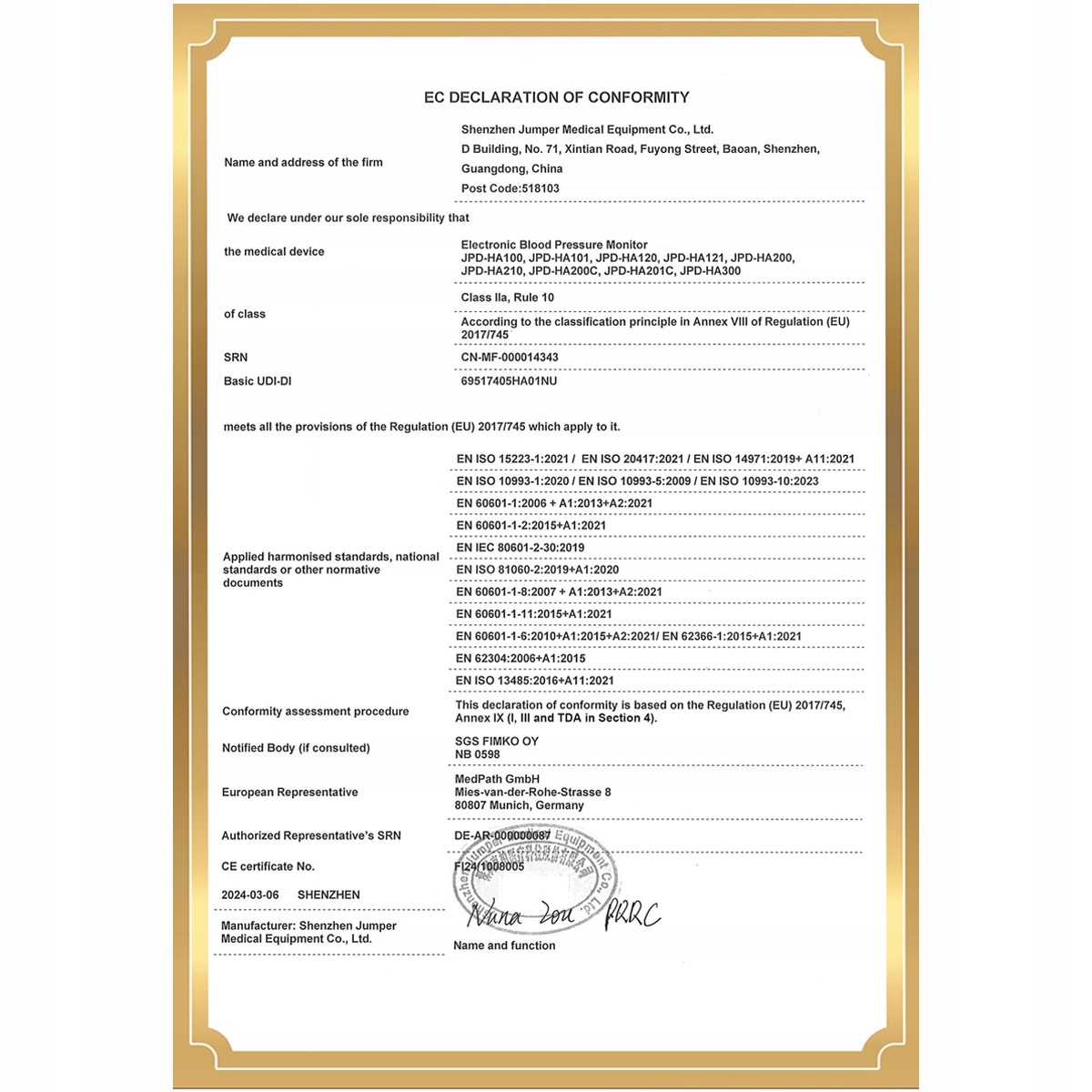 Medyczny certyfikat i bezpieczeństwo użytkowania