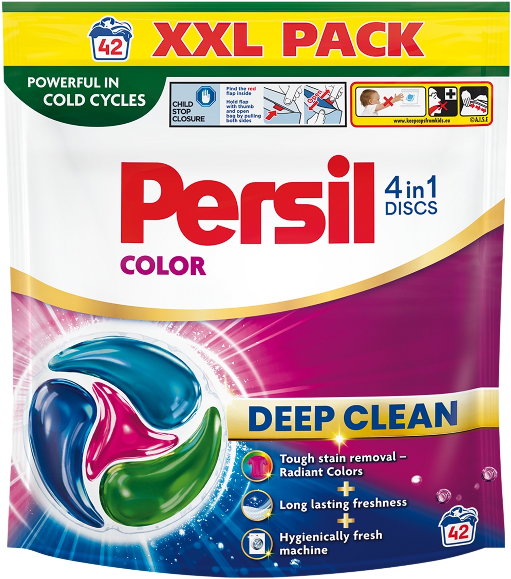 Kapsułki do prania PERSIL Deep Clean Discs Color 4w1 – Doskonała czystość w każdej pralce