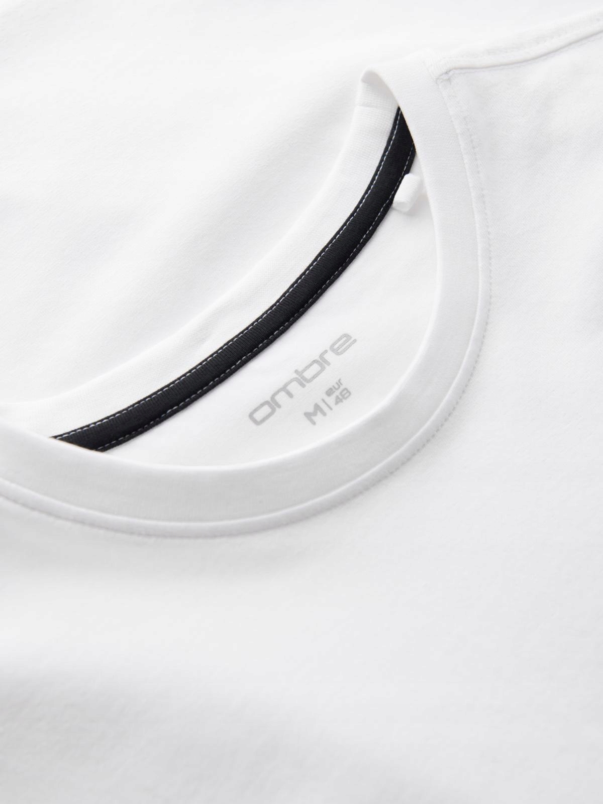 Męska koszulka SLIM FIT z okrągłym dekoltem i logotypem biała V1 OM-TSCT-0220 XXL – Styl i wygoda na co dzień
