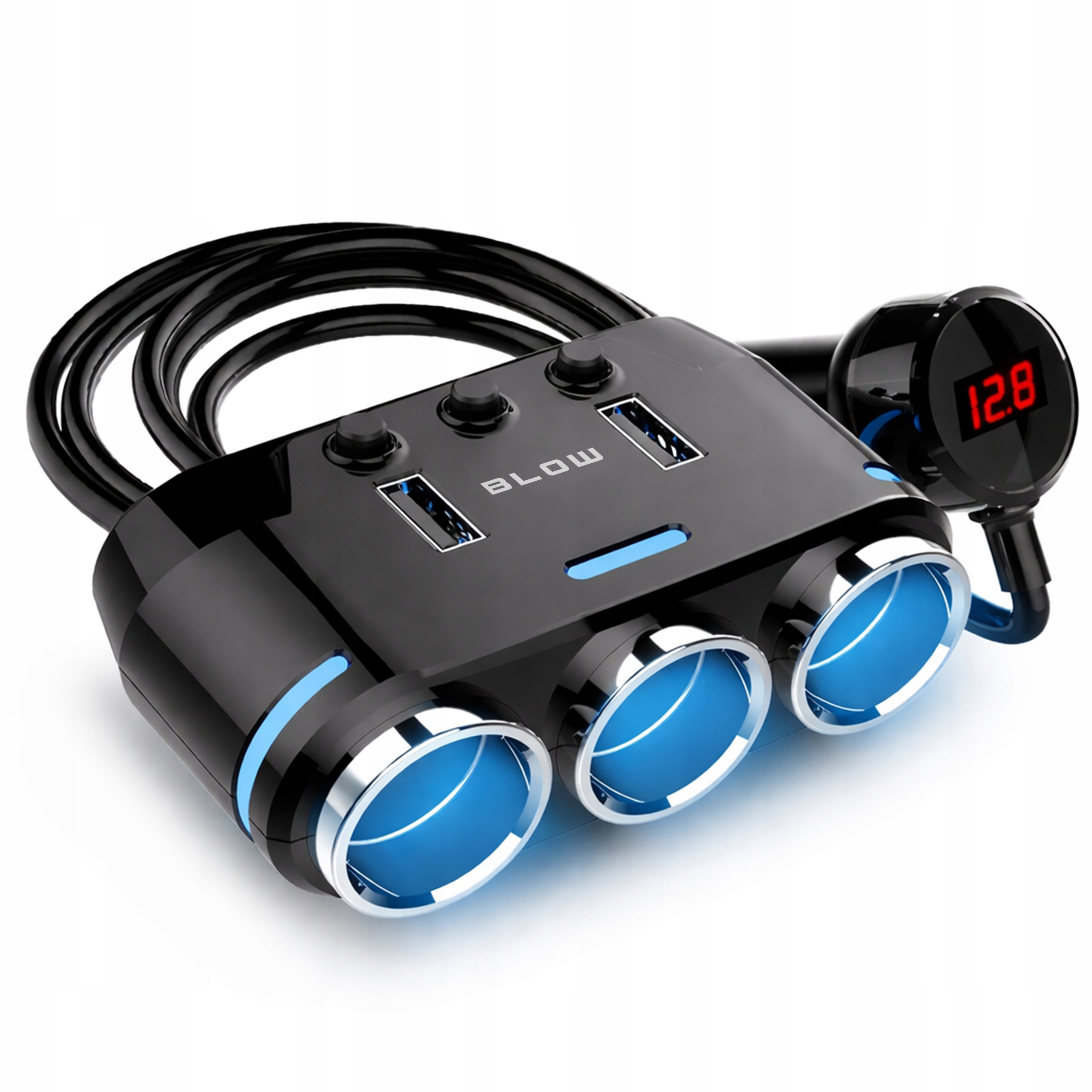 Rozgałęźnik zapalniczki samochodowej 1xwtyk/3xgniazdo+2xusb cs-35 – Wygodne zasilanie w podróży