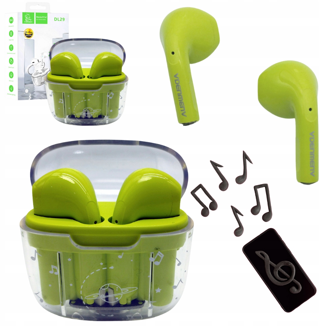 Słuchawki Bluetooth DENMEN Earbuds Zielone DL29 TWS – Nowoczesna technologia w Twoich uszach
