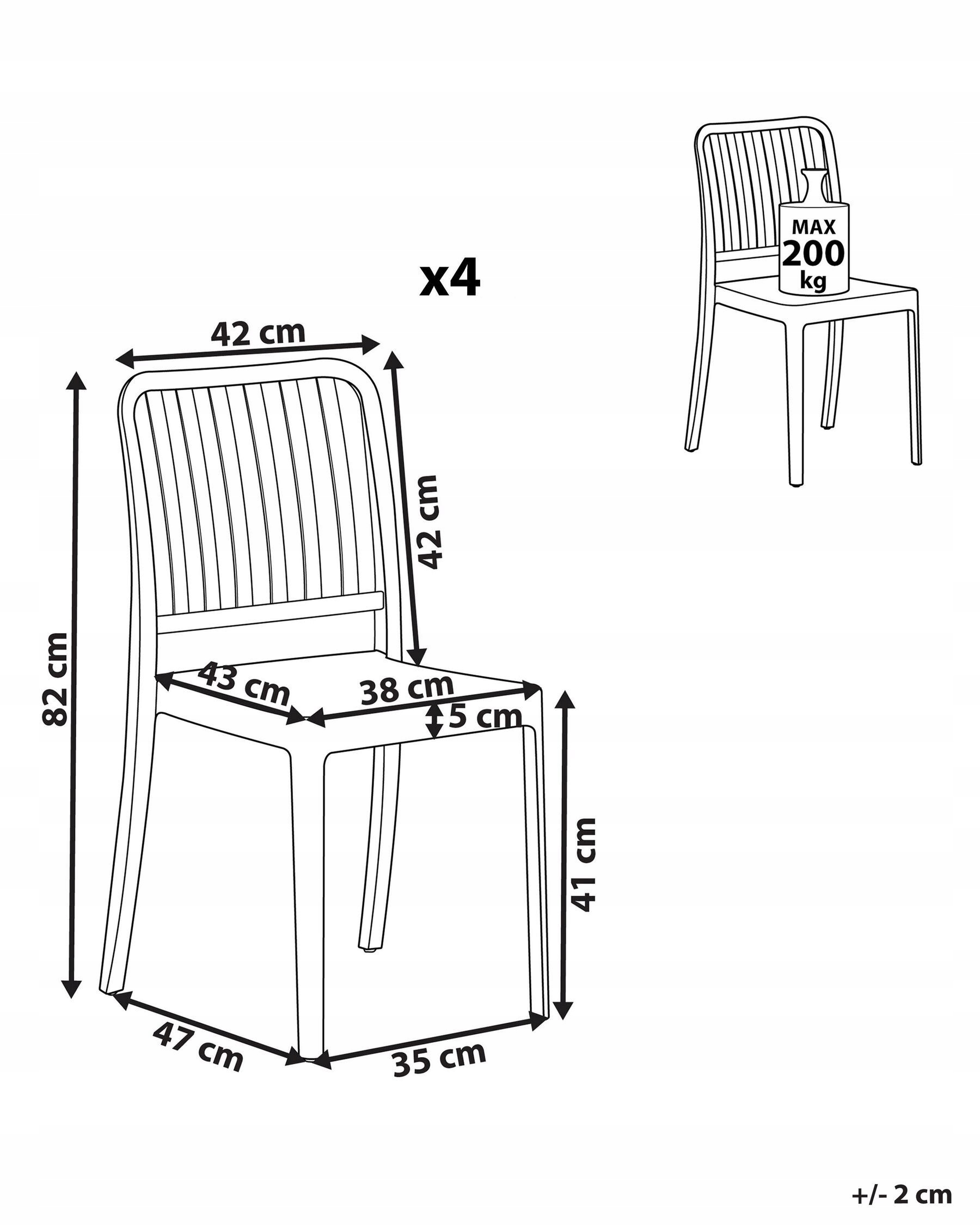 Zestaw 4 krzeseł ogrodowych SERSALE – Idealne do ogrodu i na balkon