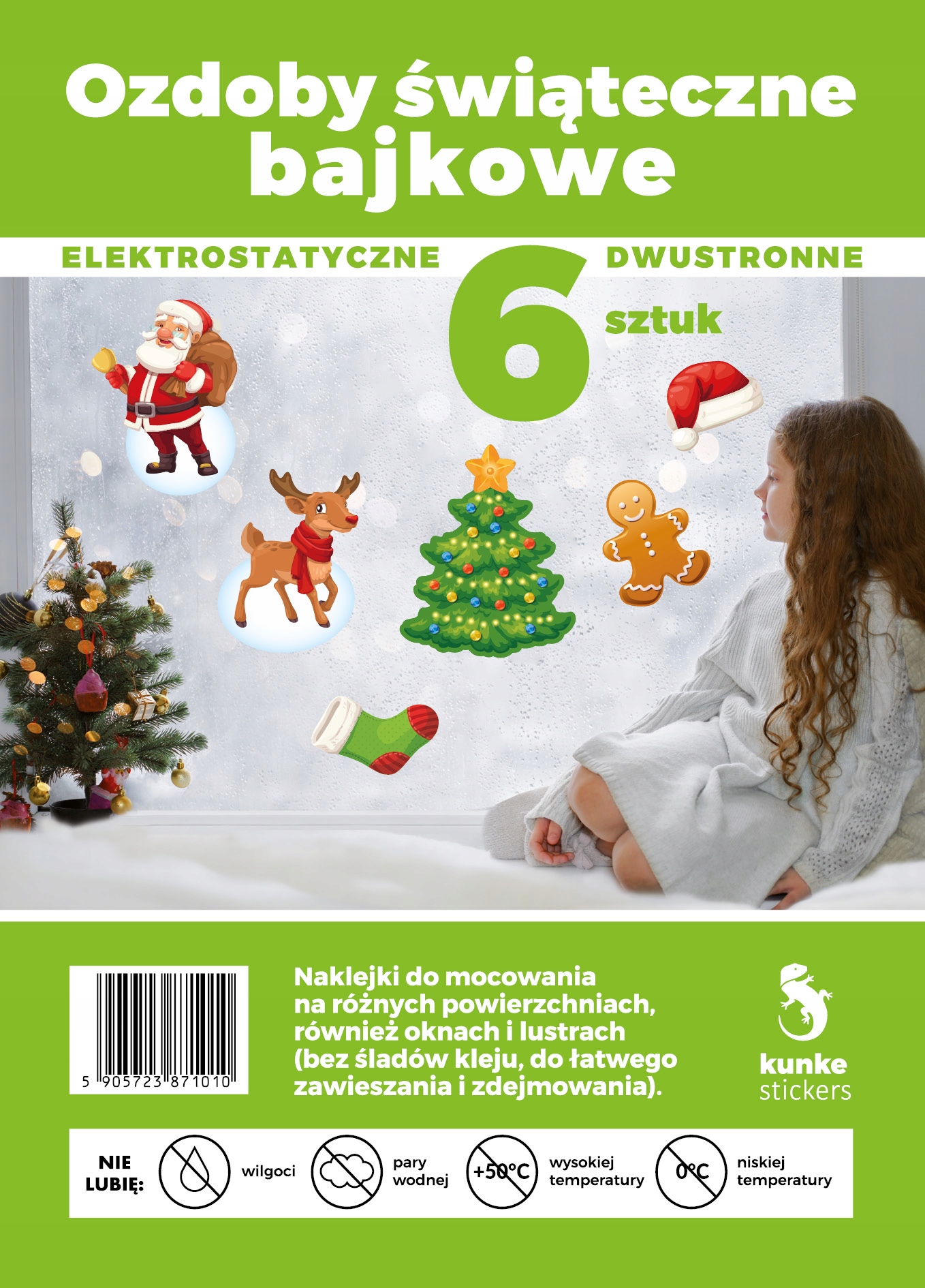 Ozdoby Świąteczne Elektrostatyczne Bajkowe 6szt – Magia Świąt w Twoim Domu