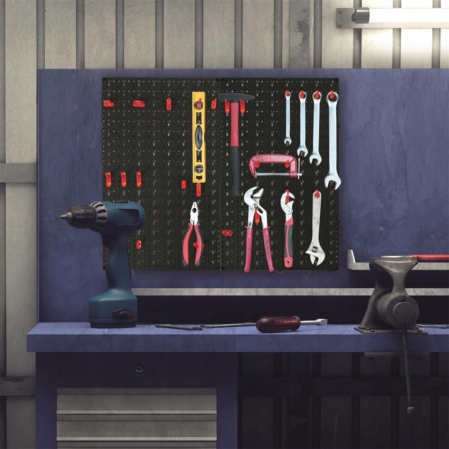INTESI PANEL ŚCIENNY DO PRZECHOWYWANIA NARZĘDZI 16 ELEMENTÓW – Zorganizuj przestrzeń z klasą