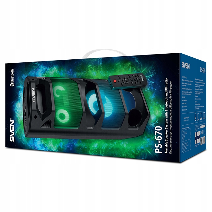 SVEN PS-670 – Przenośny głośnik Bluetooth o mocy 65W