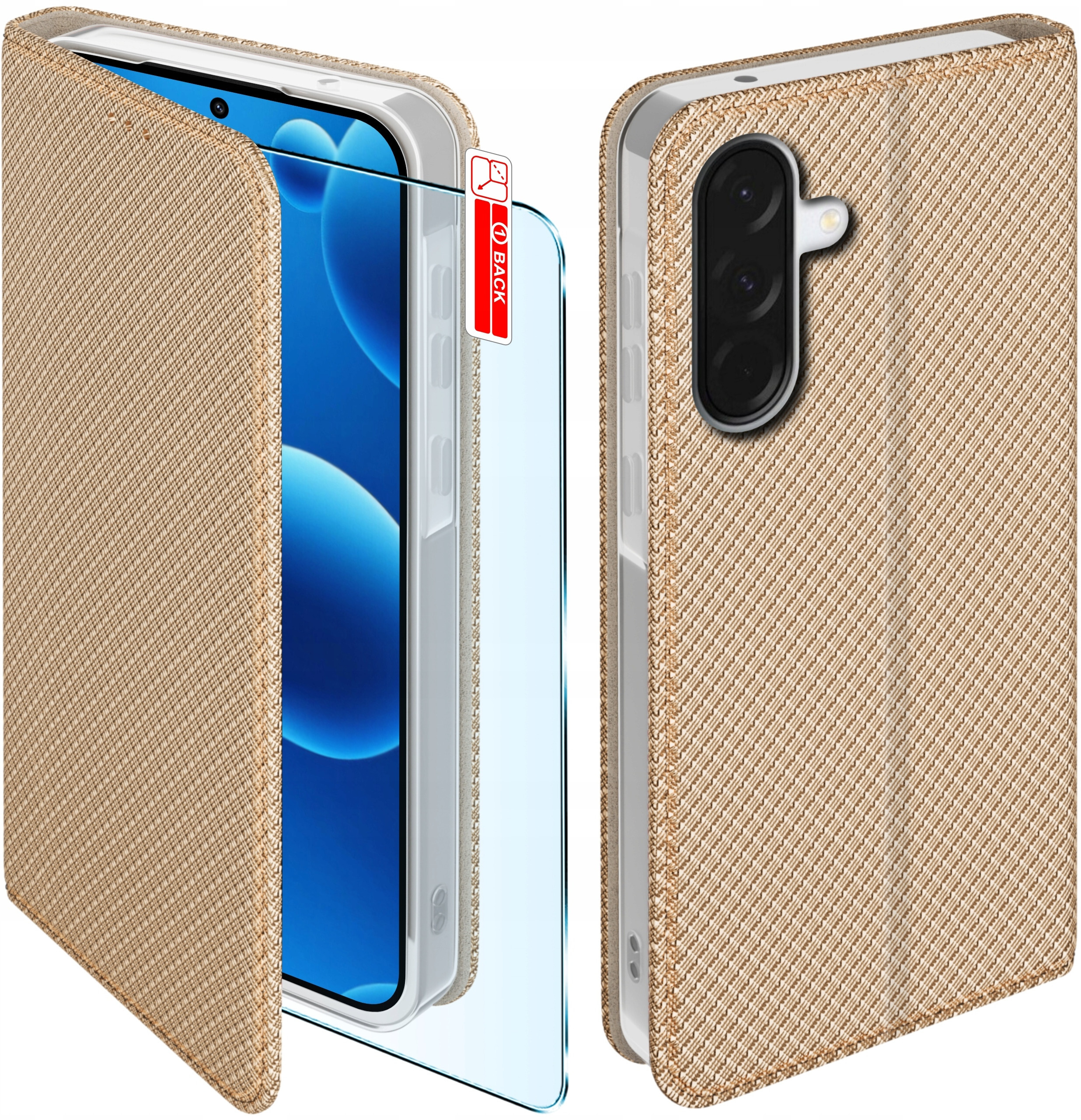 Etui z klapką do Samsung A36 5G – Elegancka ochrona w złotym kolorze