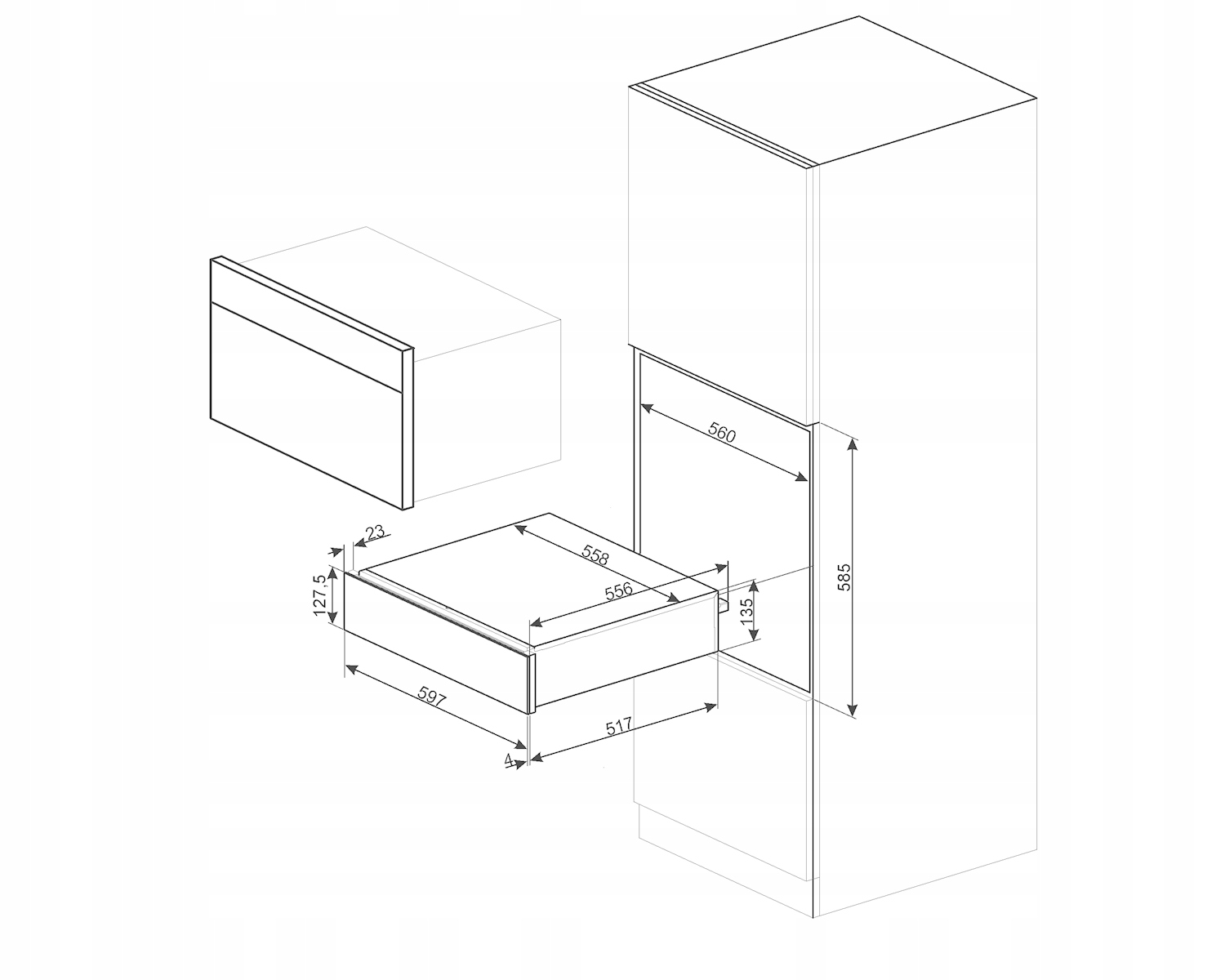 Pojemność i maksymalne obciążenie szuflady Smeg CPRT115G