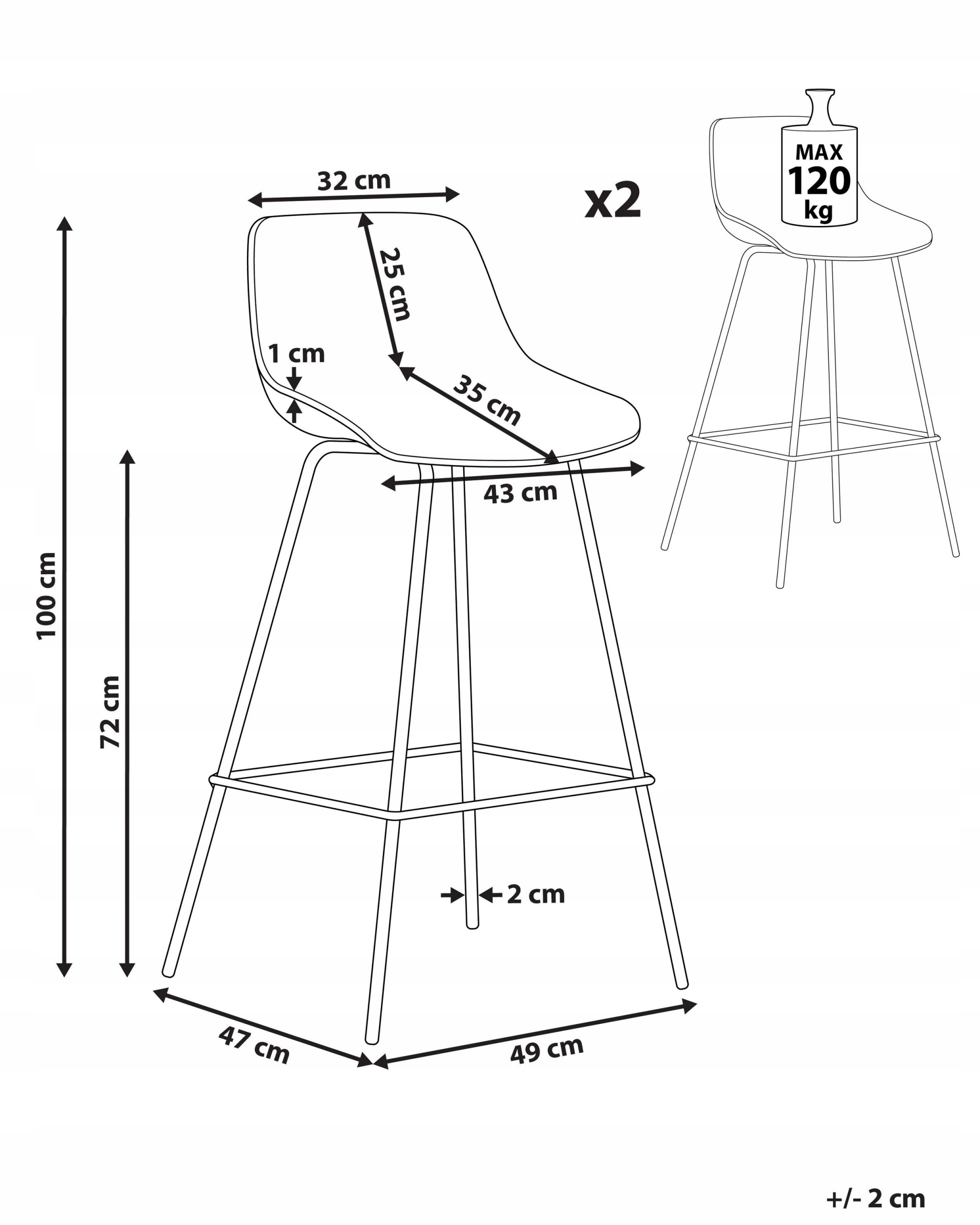 Wymiary i maksymalne obciążenie krzeseł