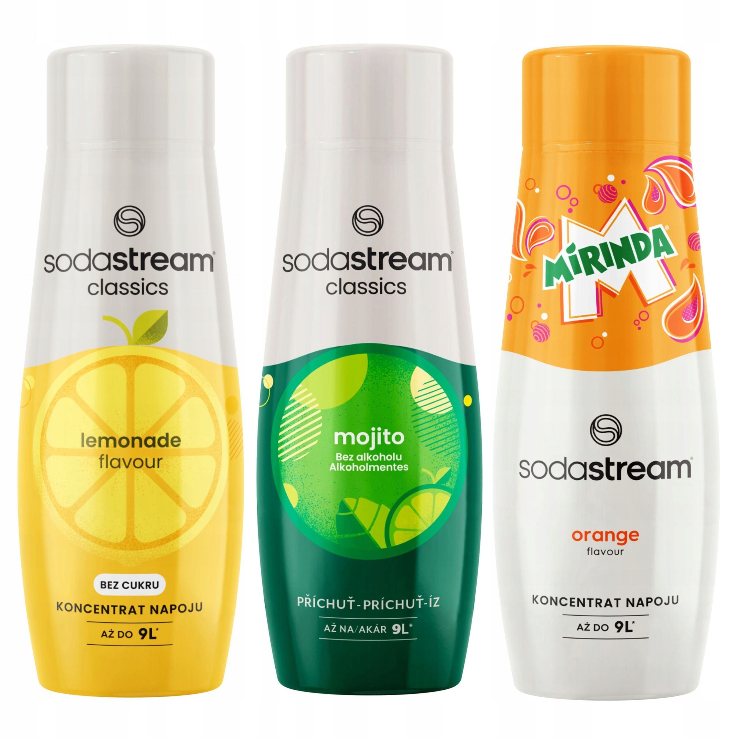 SODASTREAM Mirinda + Lemonade + Mojito syropy do saturatora – Twój ulubiony smak w zasięgu ręki