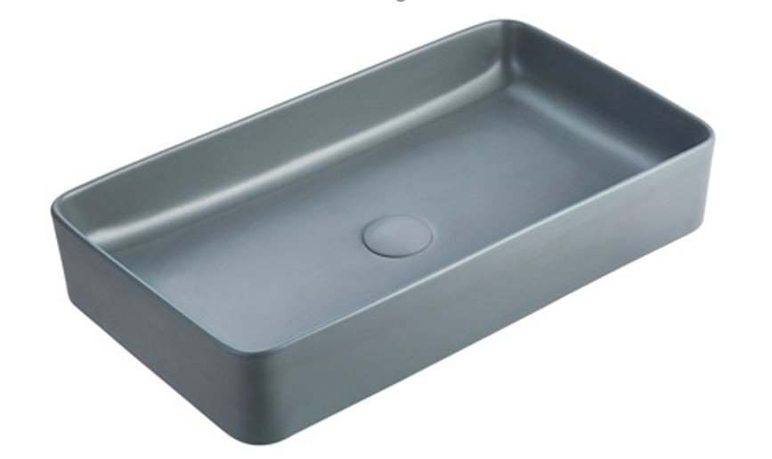 Umywalka Comad – Prostokątna, nablatowa Slim 61x34x11 cm w kolorze szarym
