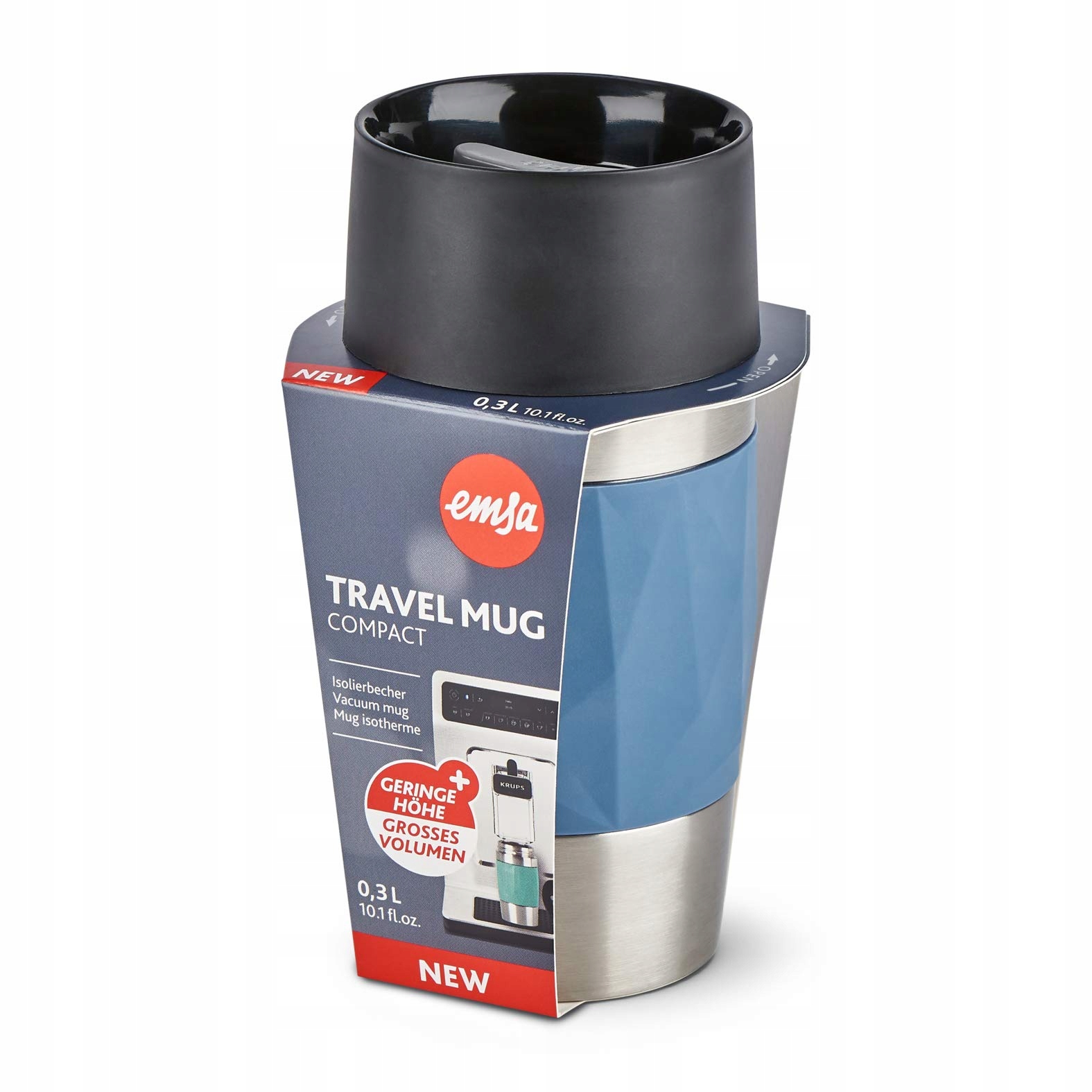 Emsa TRAVEL MUG Compact – Termiczny kubek podróżny ze stali nierdzewnej