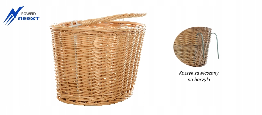 Koszyk wiklinowy rowerowy zawieszany na haczyki