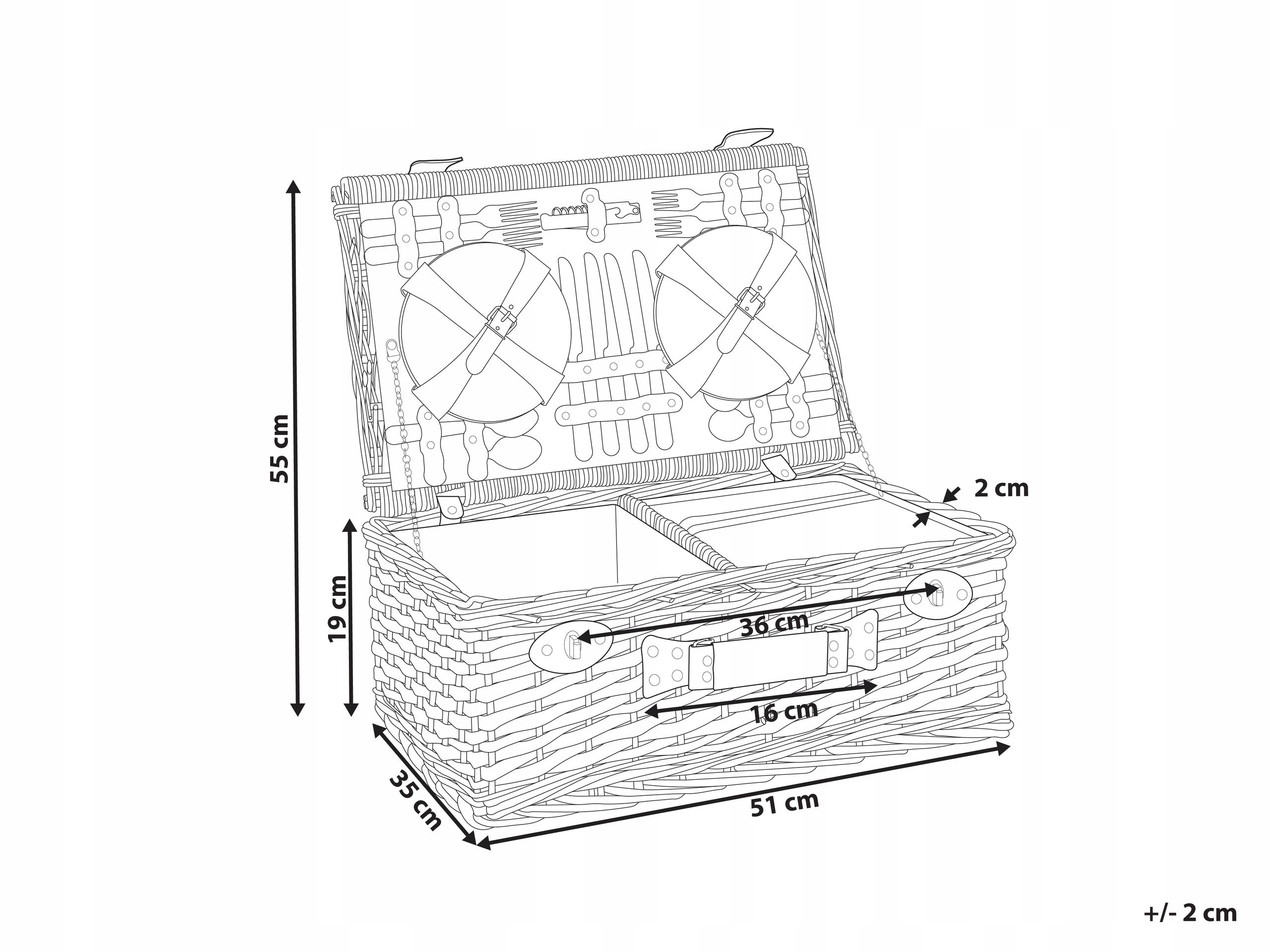 Kosz piknikowy FIGUE Plecionka Szary – Idealny towarzysz na świeżym powietrzu