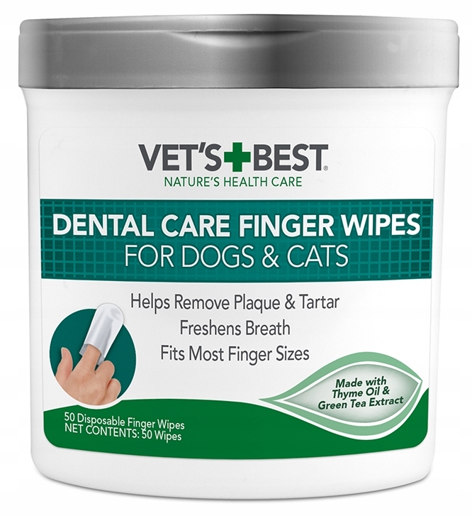 VET'S BEST CZYŚCIKI DO ZĘBÓW NAPALCOWE 50szt – Doskonała higiena jamy ustnej dla psów i kotów