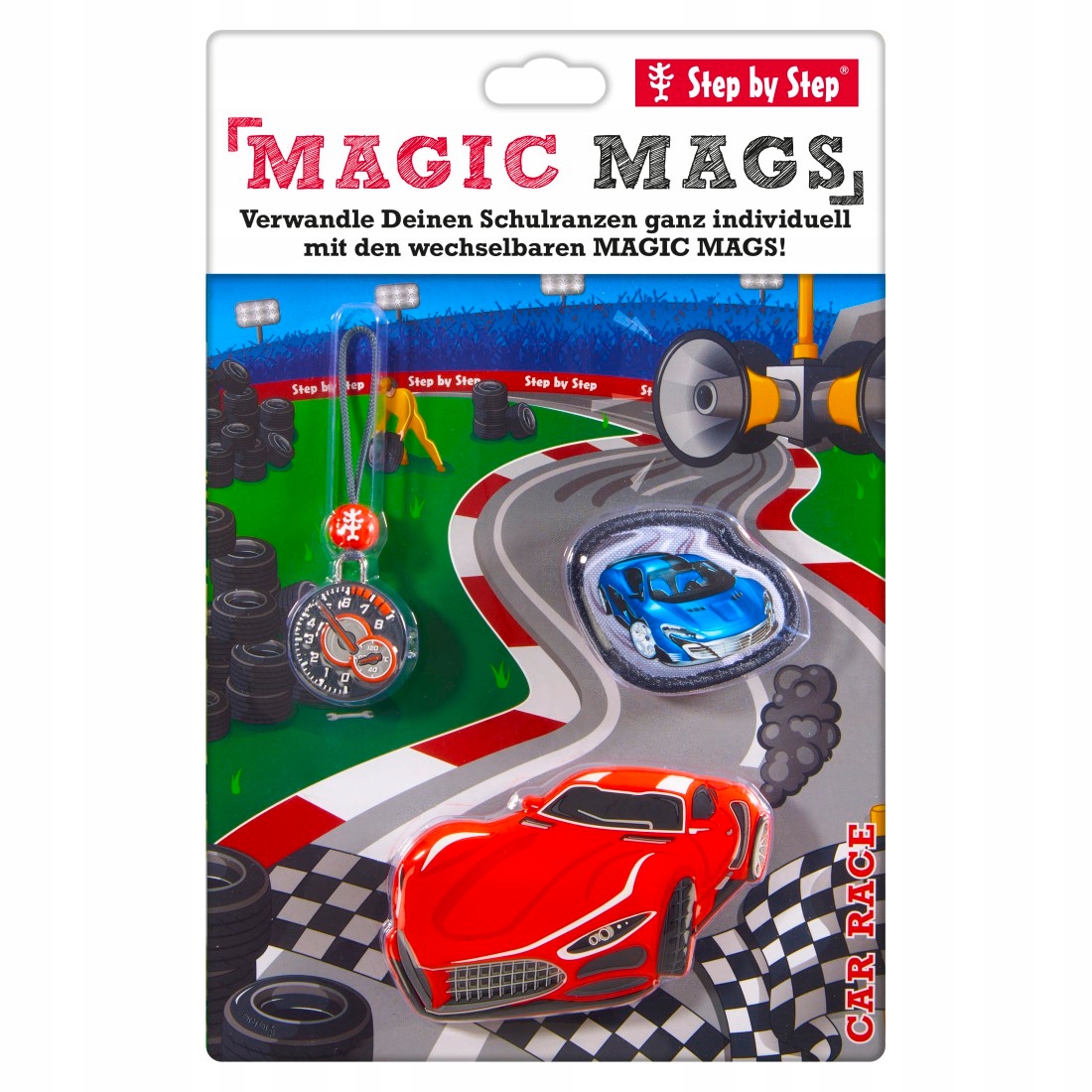 Step by Step Zestaw Elementów Wymiennych Magic Mags 'Car Race' – Zmieniaj wygląd swojego plecaka!