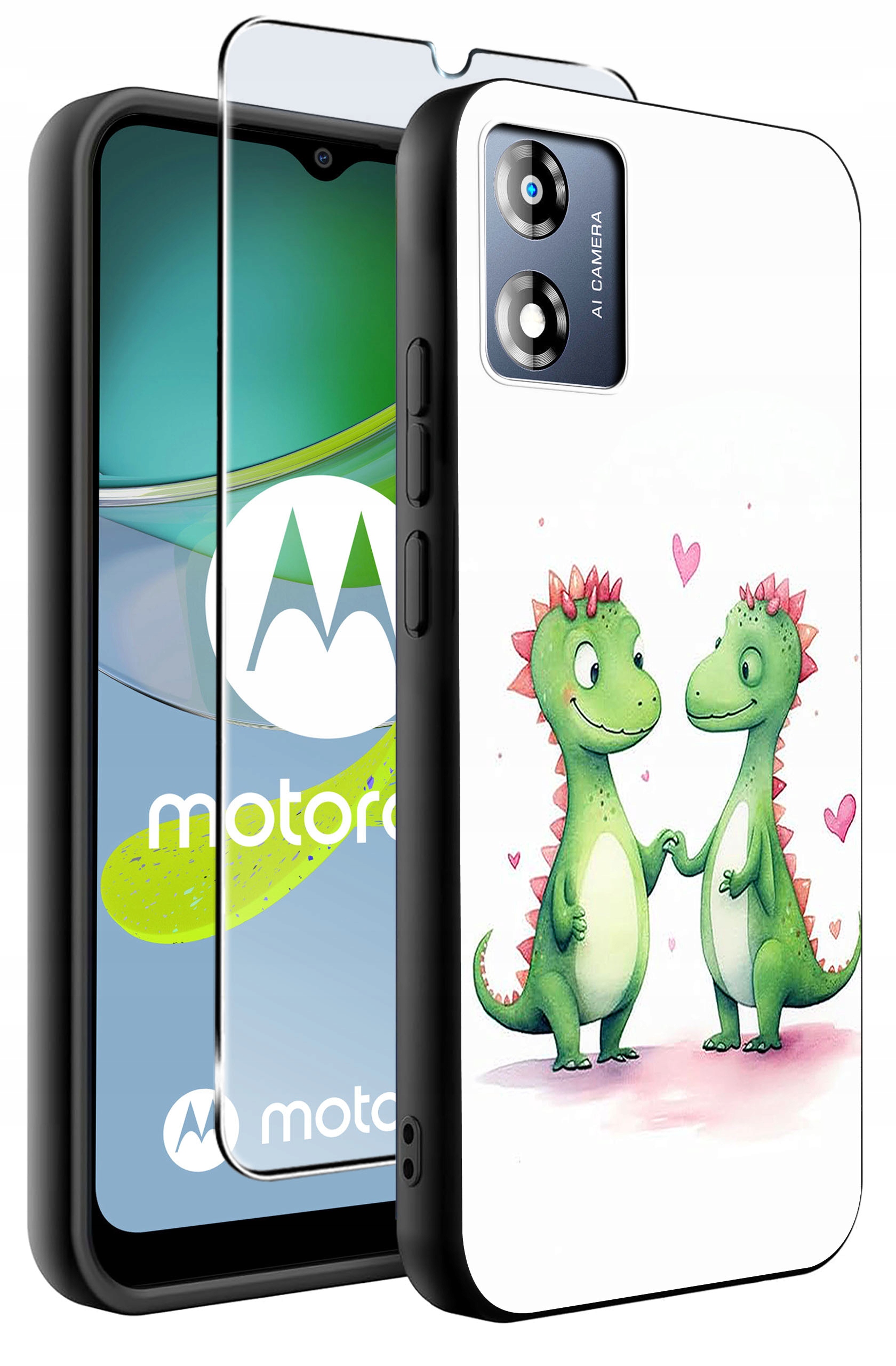 Etui do Motorola Moto E13 WZORY | SILIKONOWE MATT CASE + SZKŁO HARTOWANE 9H
