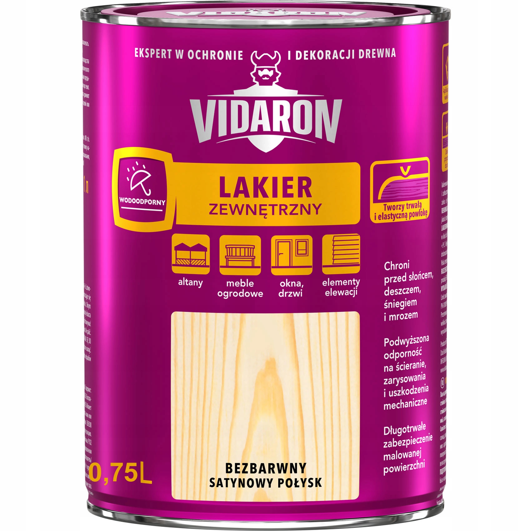 VIDARON Lakier Zewnętrzny do Drewna 0,75L – Ochrona i Estetyka