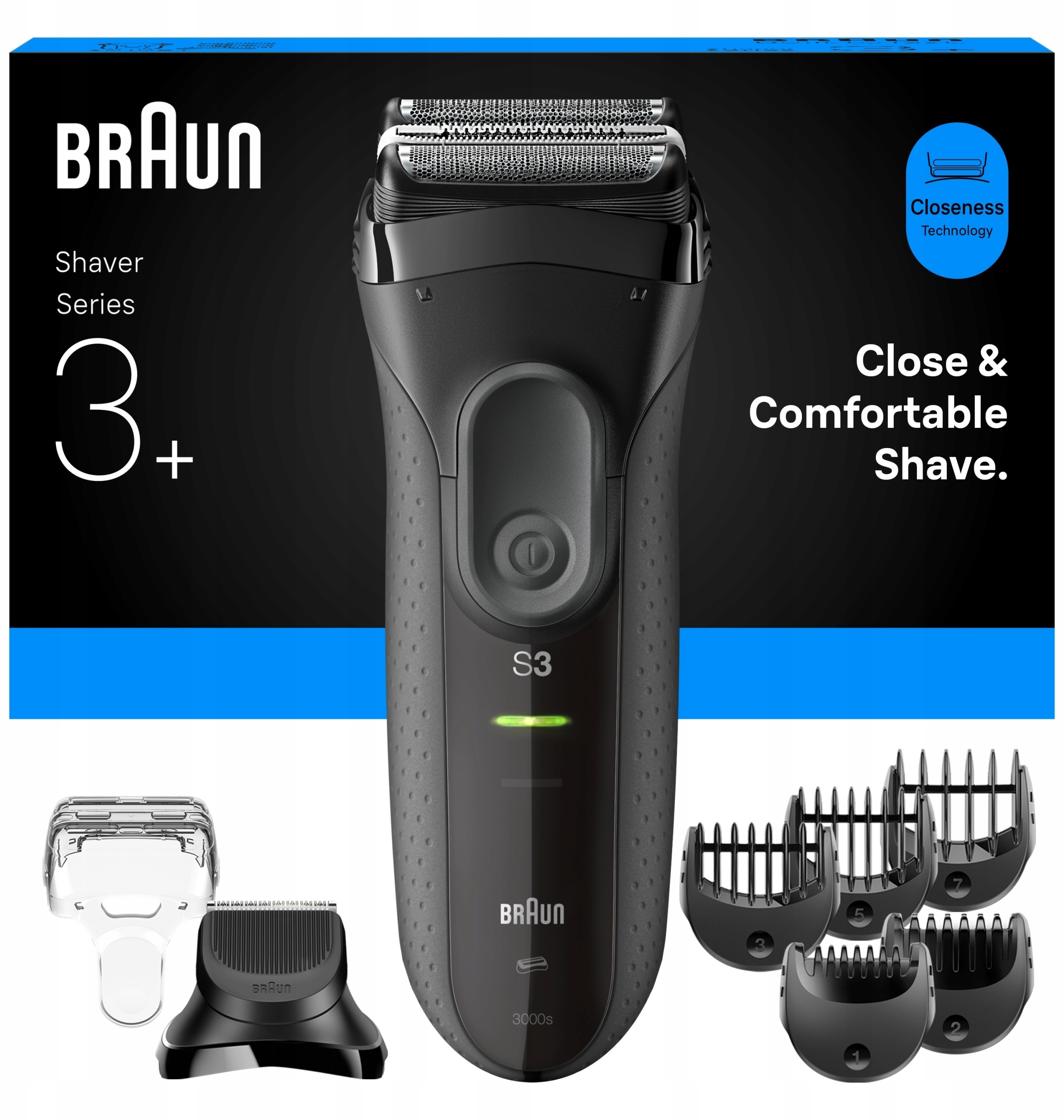 Golarka elektryczna Braun Series 3+ 3000BT – Komfortowe golenie dla mężczyzn
