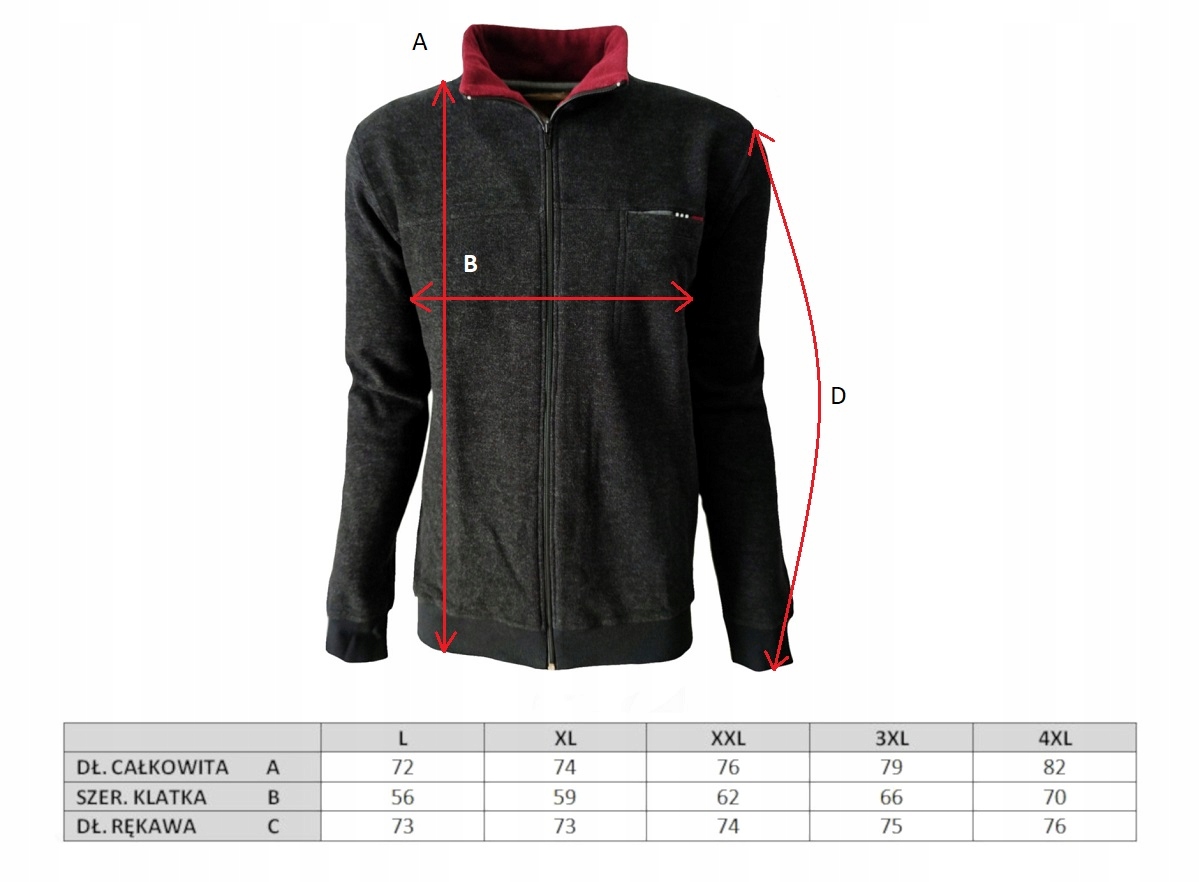 Bluza męska sportowa GRAFIT rozpinana 4XL BASTION Materiał dominujący bawełna