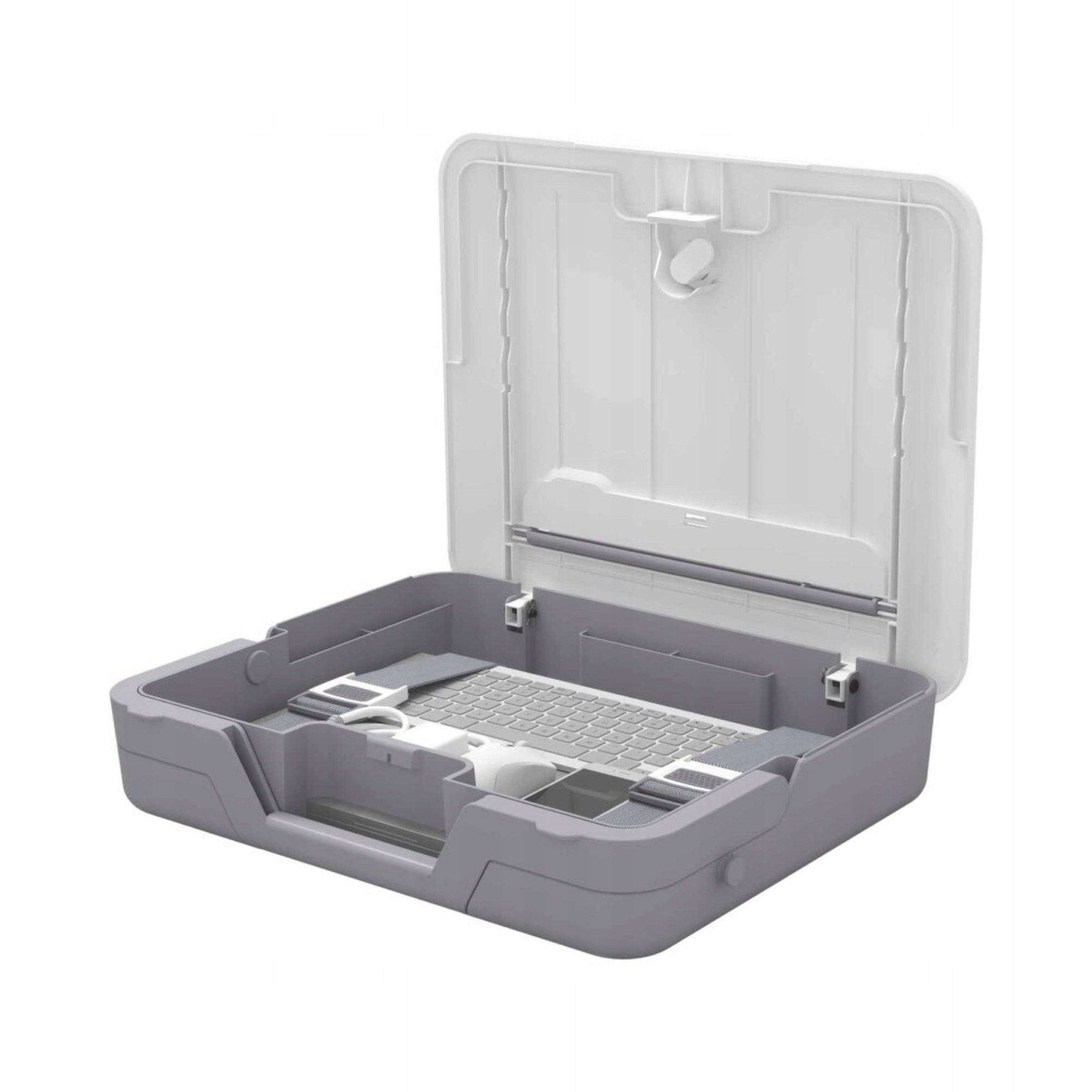 Wbudowana podstawka i walizka w jednym